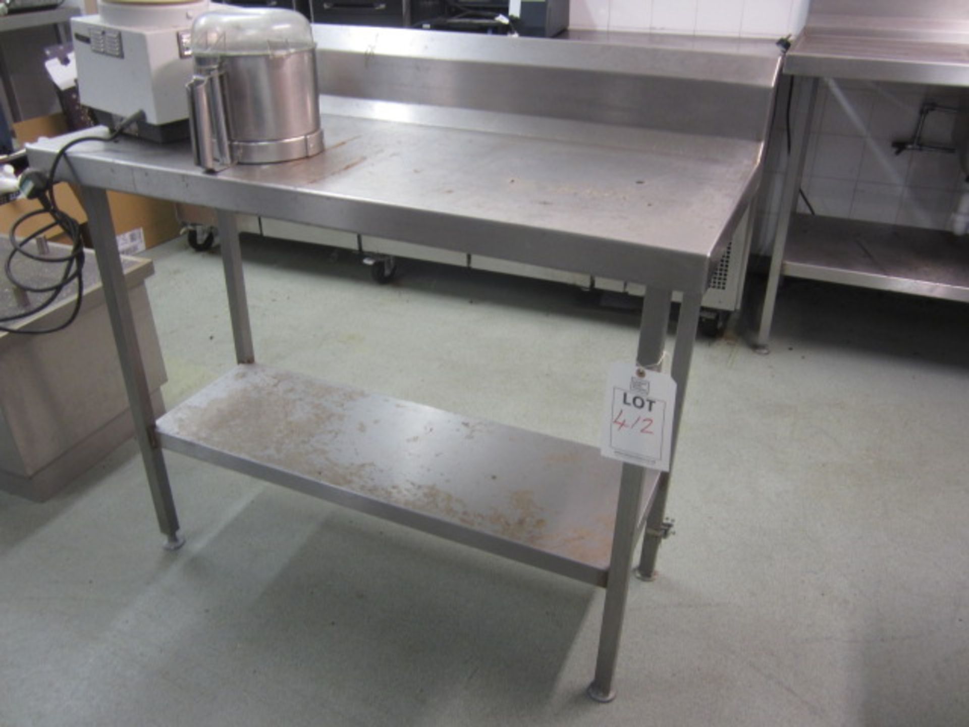 Two stainless steel preparation table with splash back, undershelf 1130mm x 500mm - Image 3 of 4