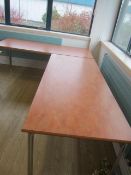 Two veneered top rectangular canteen tables, 1830mm x 760mm