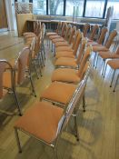 Ten chrome frame upholstered seat/back stacking canteen chairs