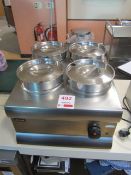 Lincat stainless steel 4 part counter top Bain Marie, serial no. 21203747, 600mm x 450mm