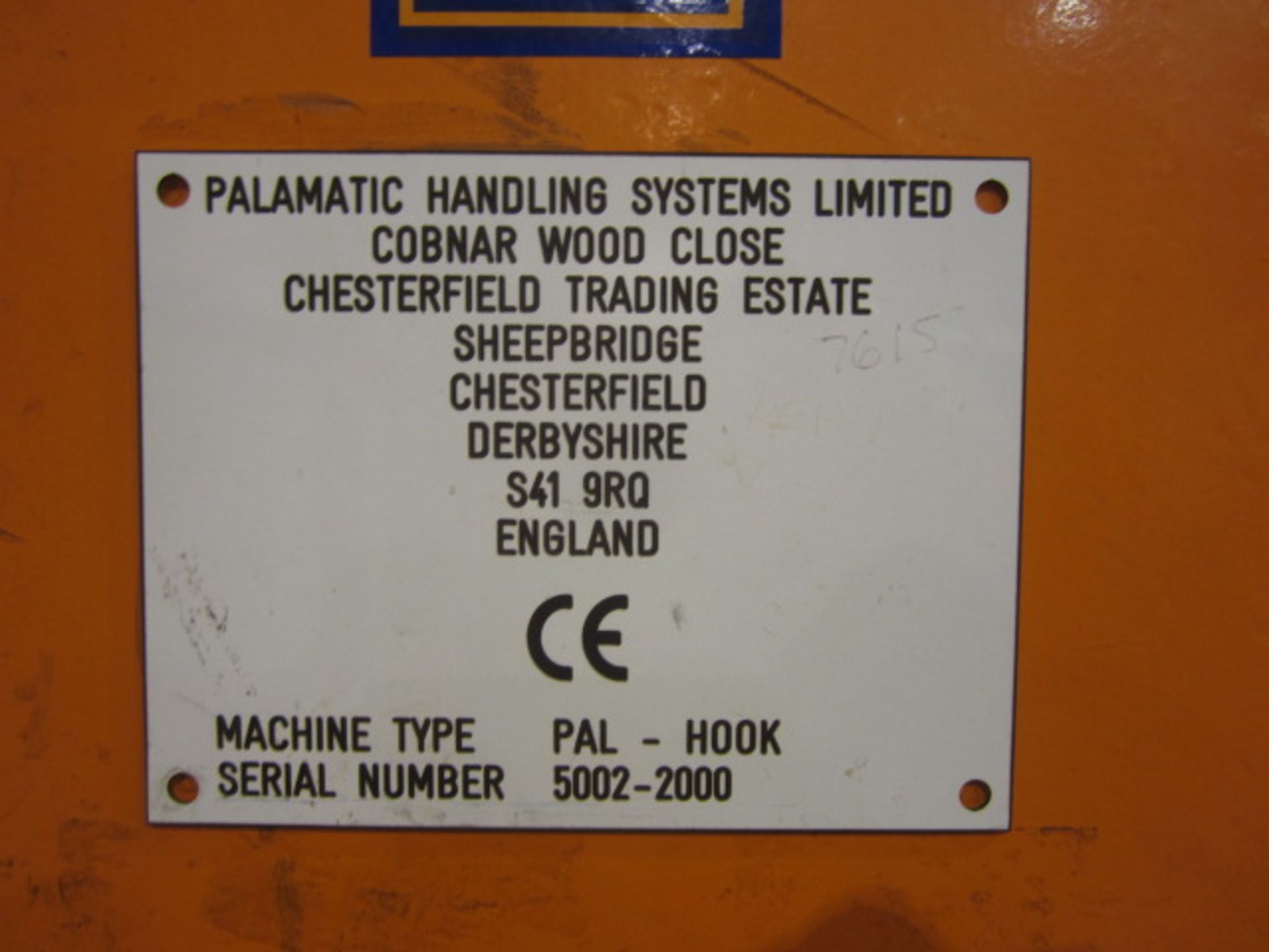 Palamatic Handling Systems comprising of manual jib crane, type Pal-Hook, serial no. 5002/2000 - Image 4 of 7