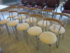 Ten chrome frame upholstered seat canteen chairs