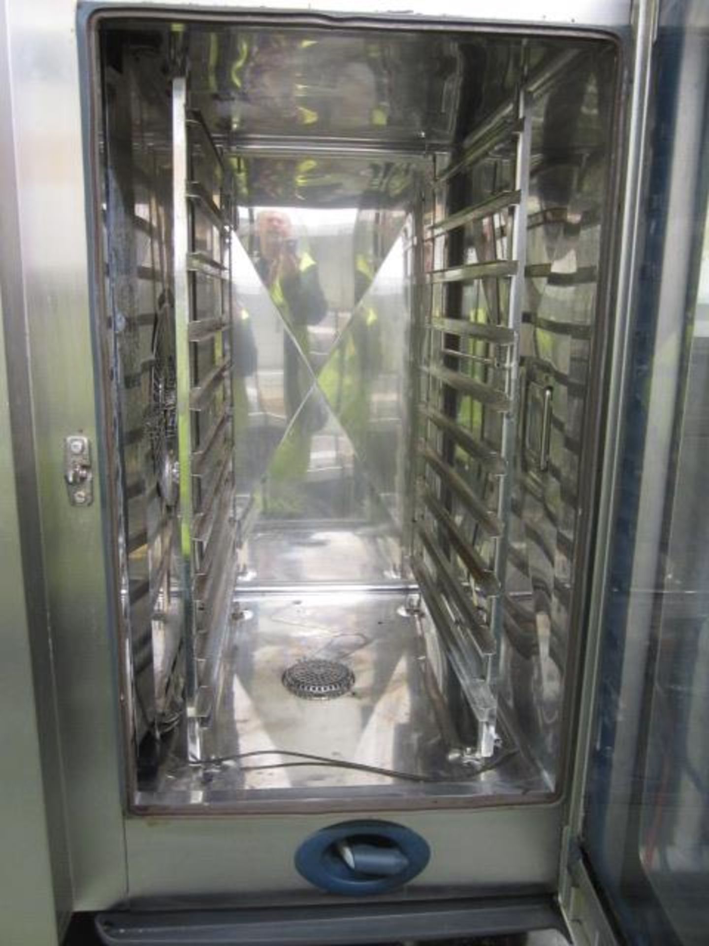 Rational stainless steel shelf cooker centre, model SC101, serial no. AC400/50-60, mounted on - Image 4 of 5