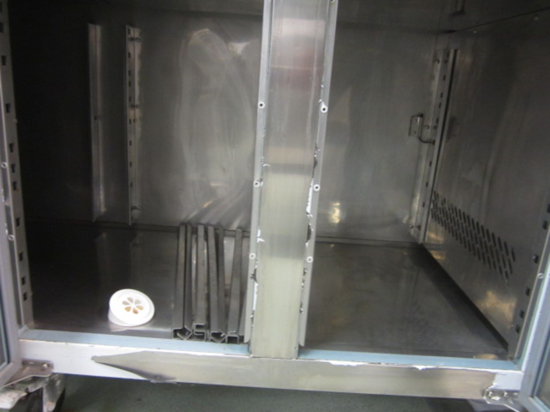 Unbadged stainless steel 4 door refrigerator with preparation worktop, 2230mm x 700mm x H850mm - Image 3 of 5