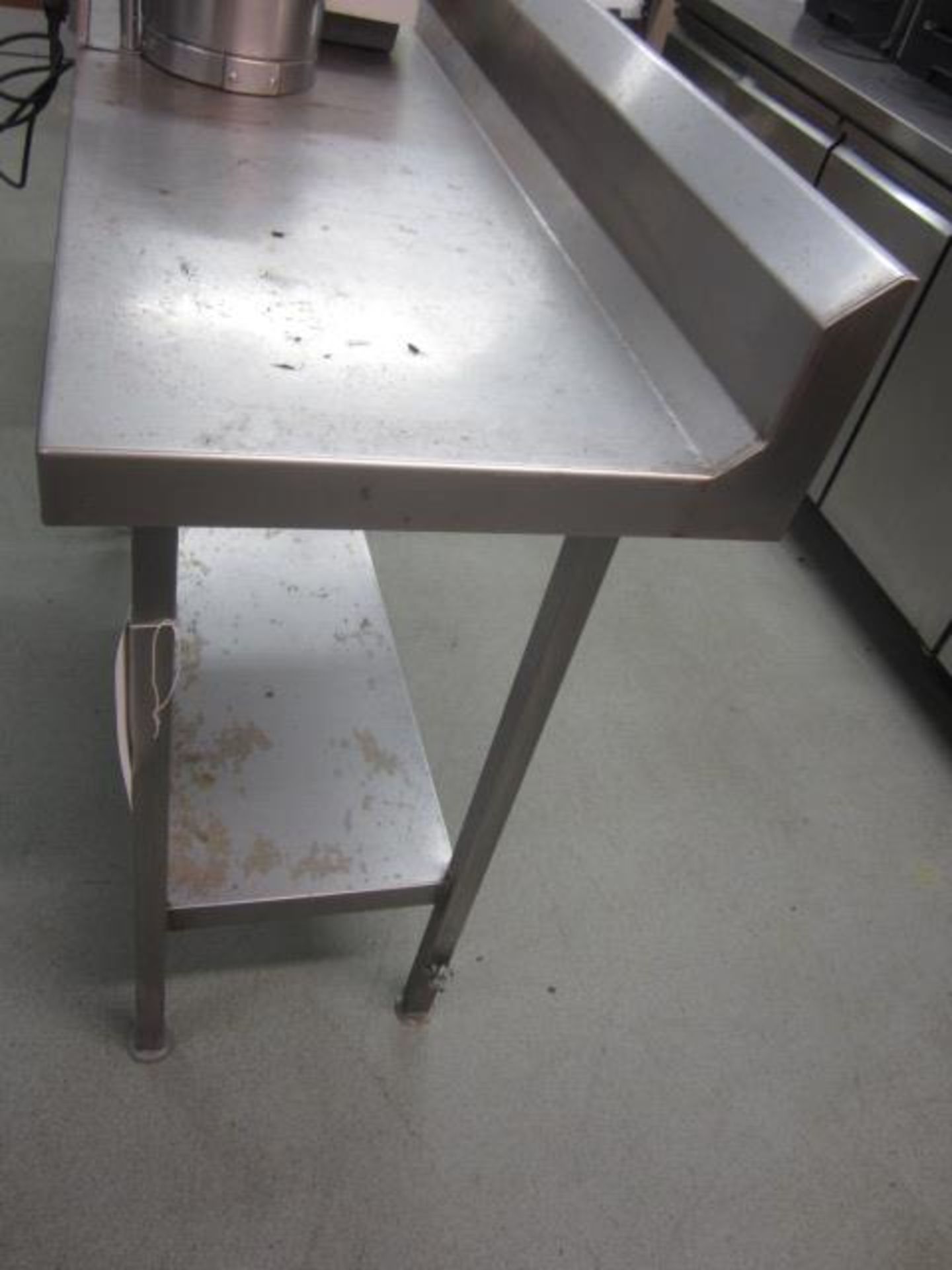 Two stainless steel preparation table with splash back, undershelf 1130mm x 500mm - Image 4 of 4