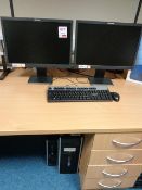 Two HP desktop PC's, two Lenovo LCD monitors