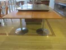 Three veneered square canteen tables, 900mm x 900mm