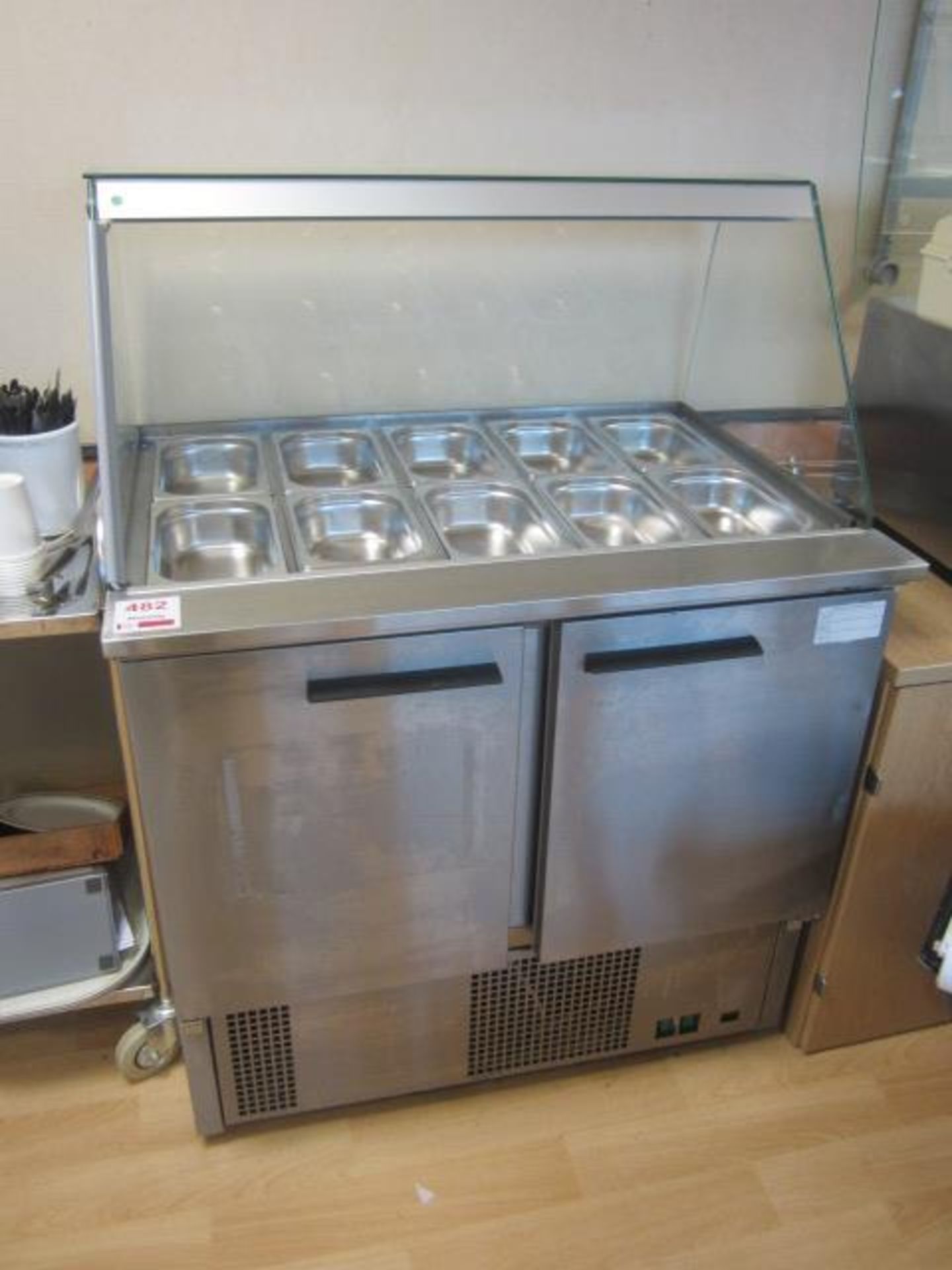 Igloo 10 section stainless steel salad counter, type Ibiza 0.9, serial no. NS-092997, partial glazed