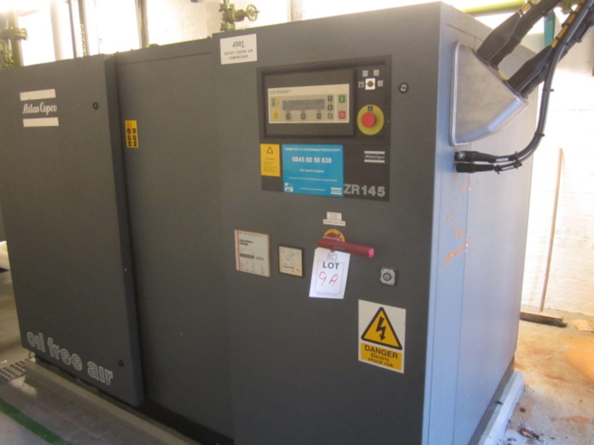 Atlas Copco ZR145 rotary screw air compressor, model AIF 032753 oil free air, Sprecher & Schuh