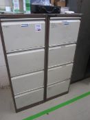 Two steel 4-drawer filing cabinets, and 2 door half height storage cupboard