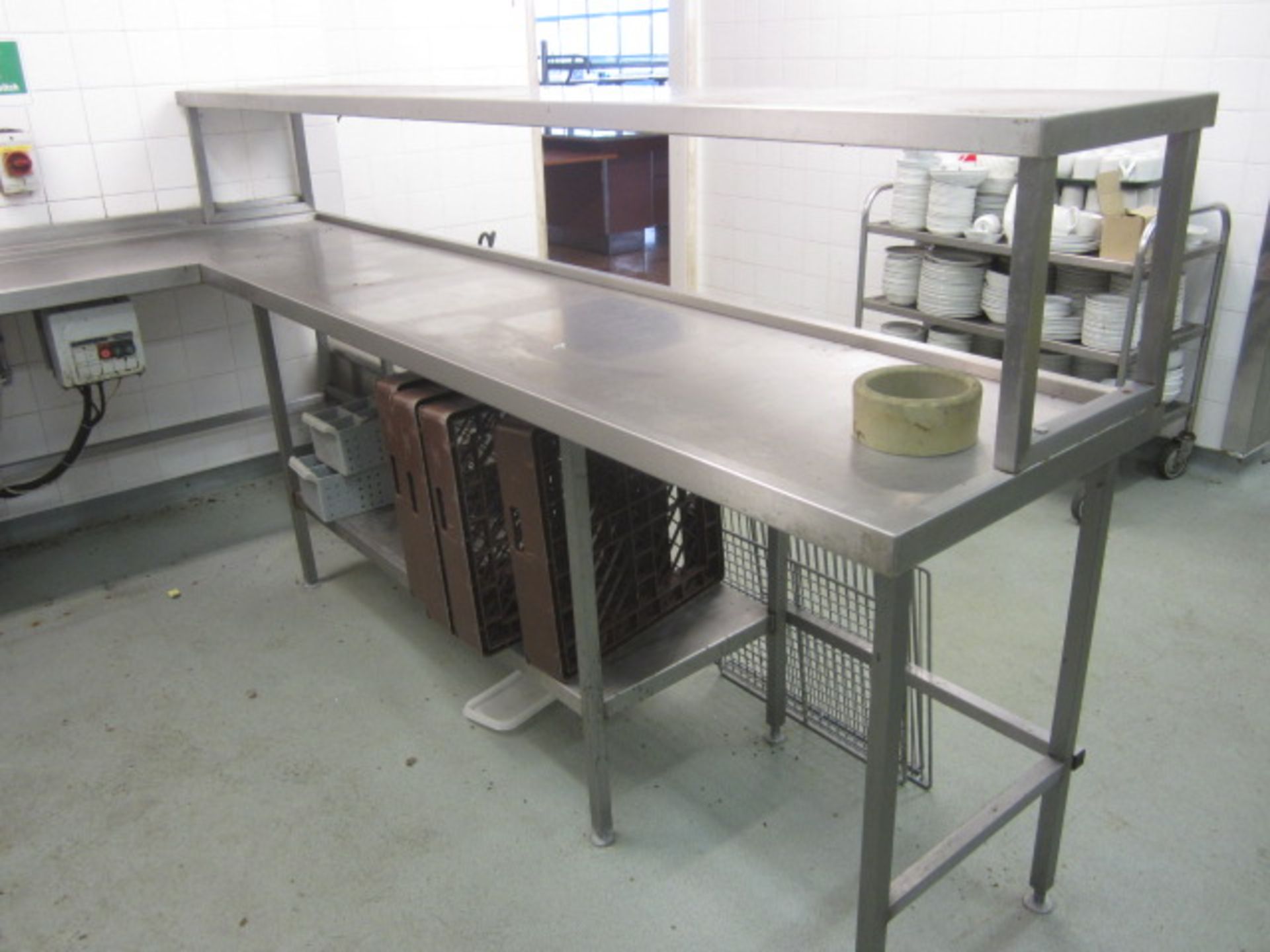 Stainless steel washing station including Hobart top load commercial dishwasher, 650 x 650, U - Image 9 of 10