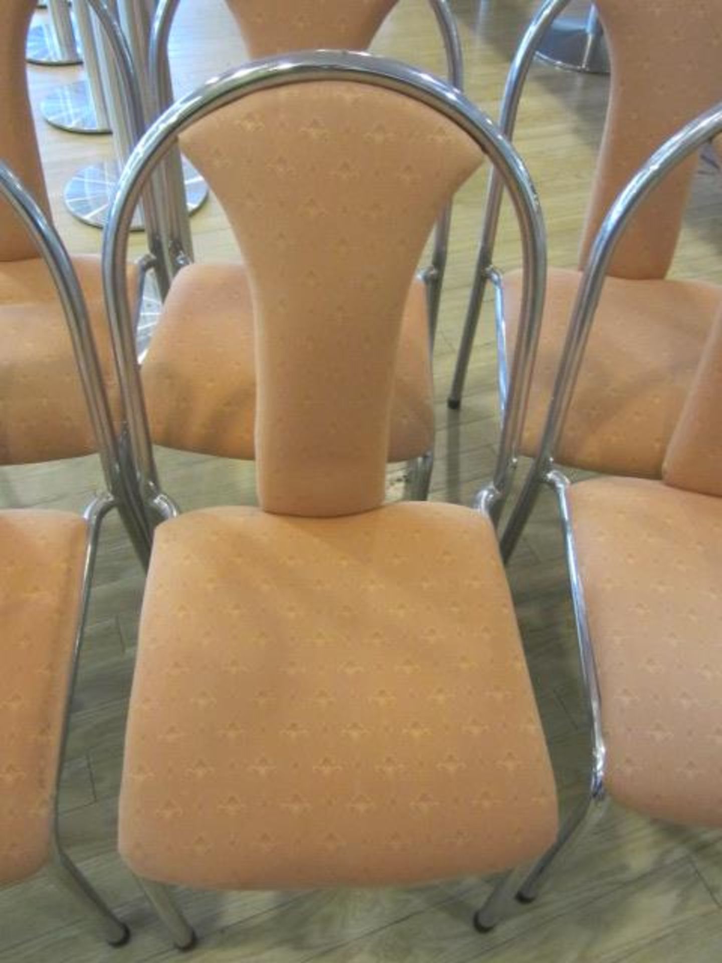 Eight chrome frame upholstered seat/back stacking canteen chairs - Image 2 of 2