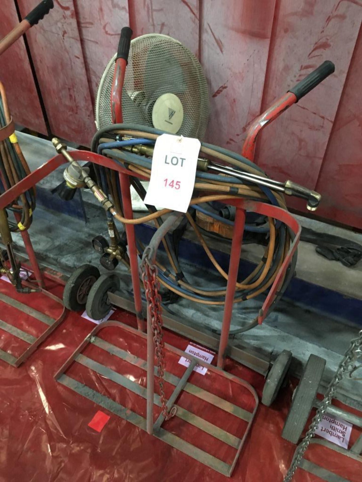 Oxy/ Acetylene bottle trolley with set of hoses, gauges and mixer