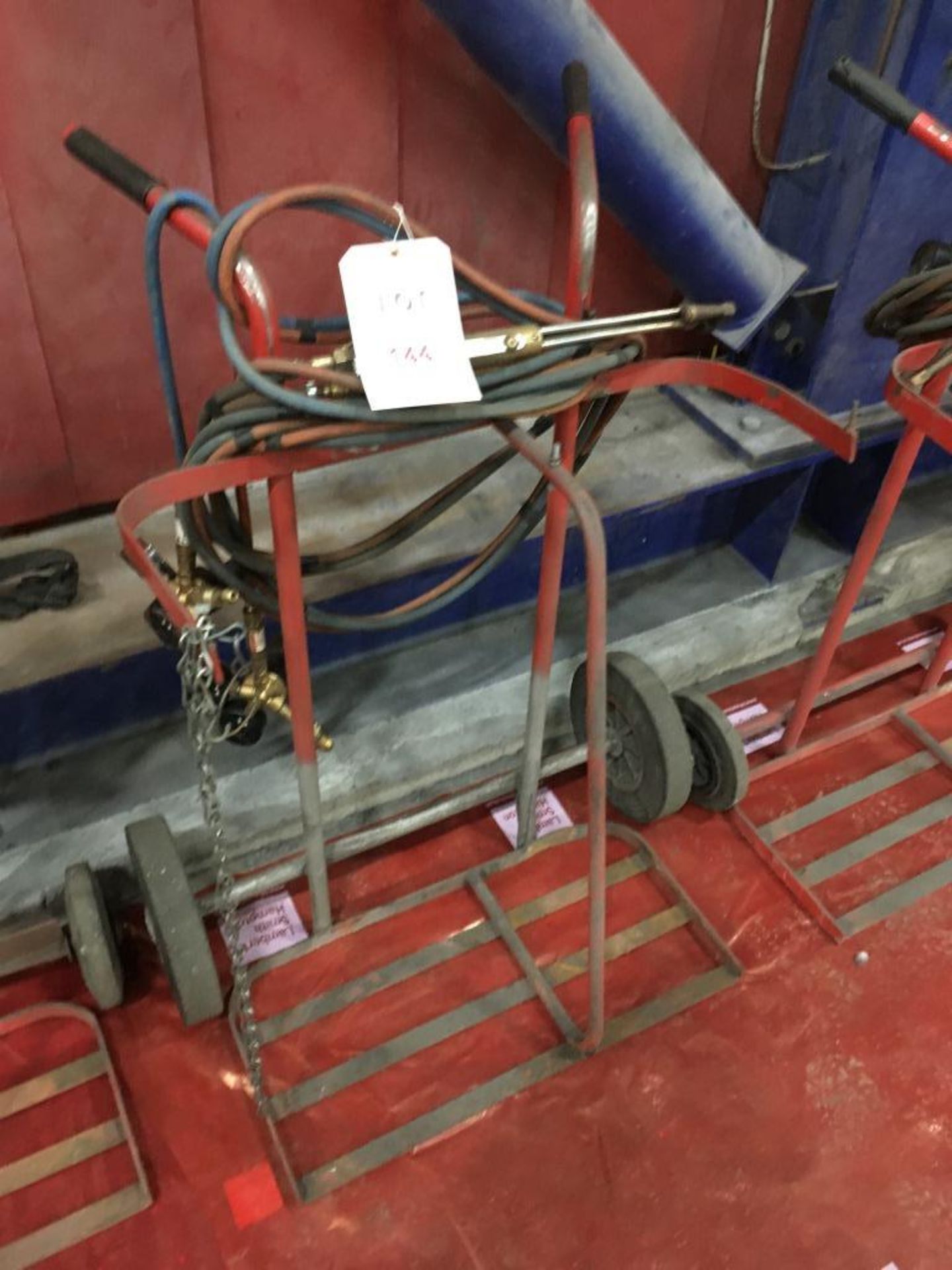 Oxy/ Acetylene bottle trolley with set of hoses, gauges and mixer - Image 2 of 2