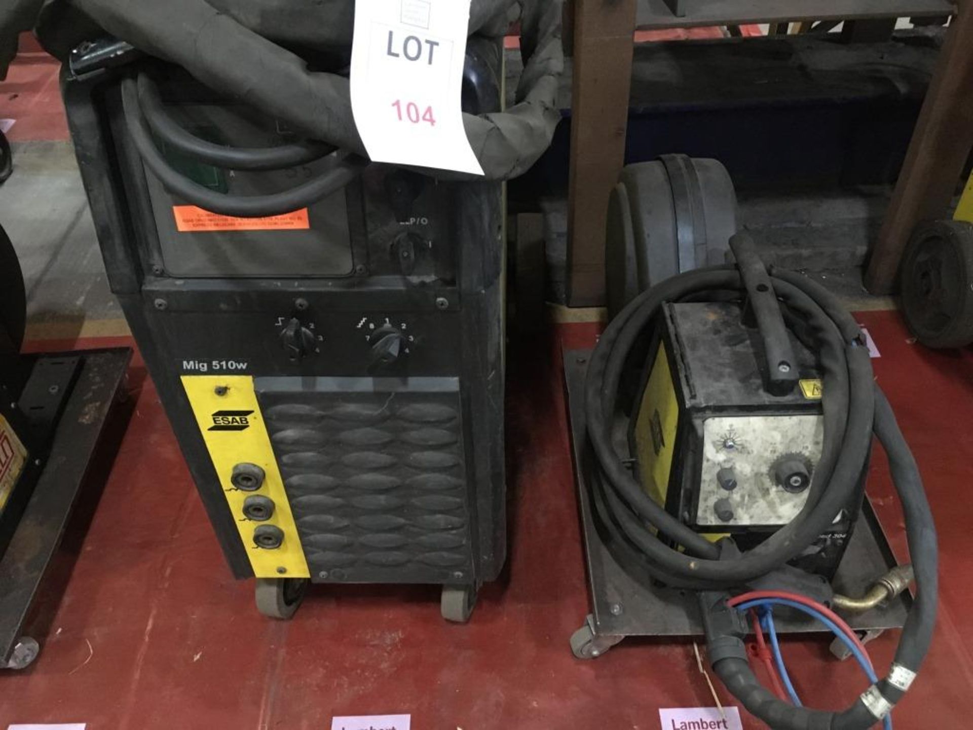 Esab Origo Mig 510w mig/mag welder s/n 627-728-3178 with an Esab Feed 304w wire feeder s/n