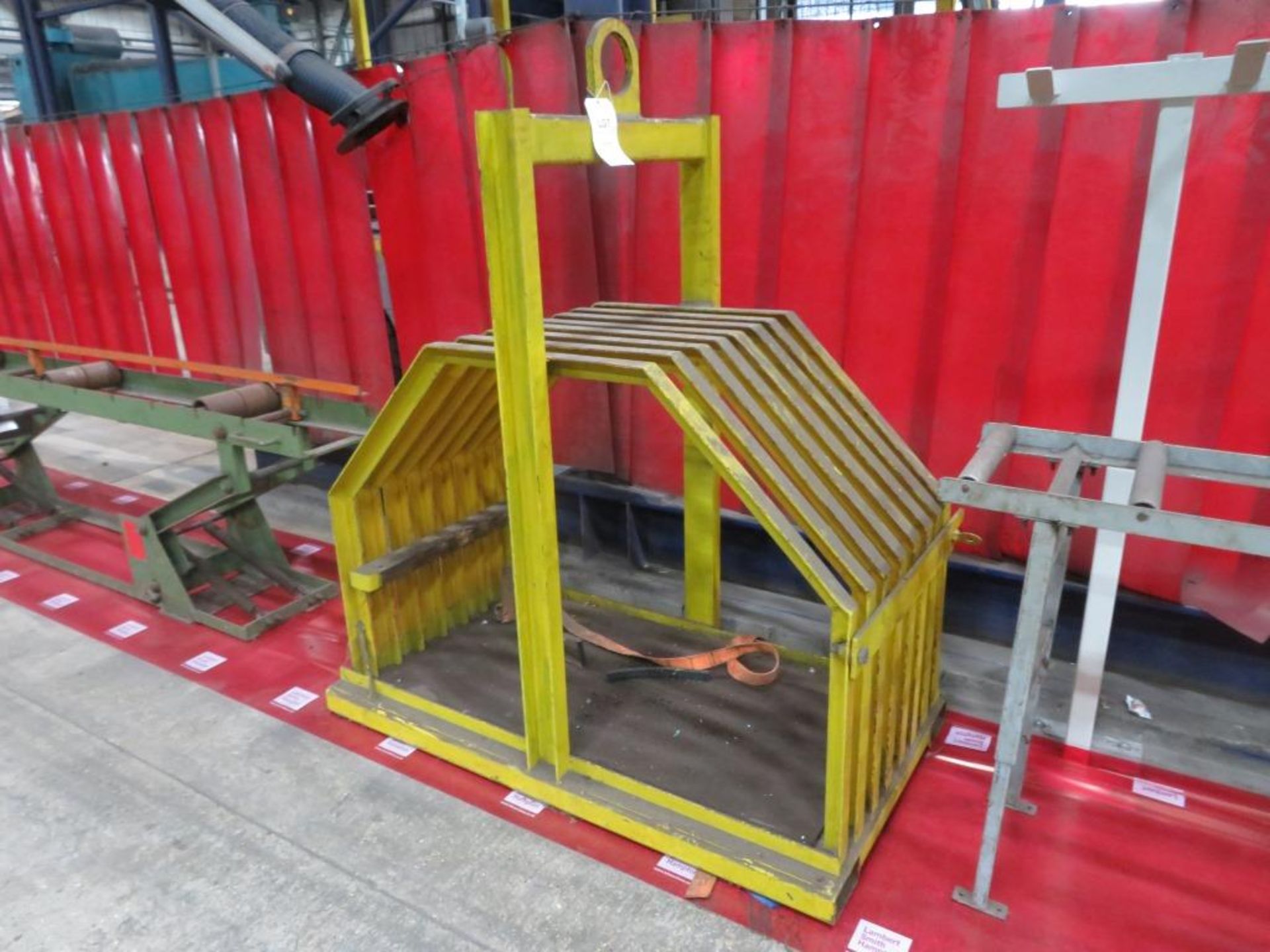 A steel frame blade carrier with lifting eye