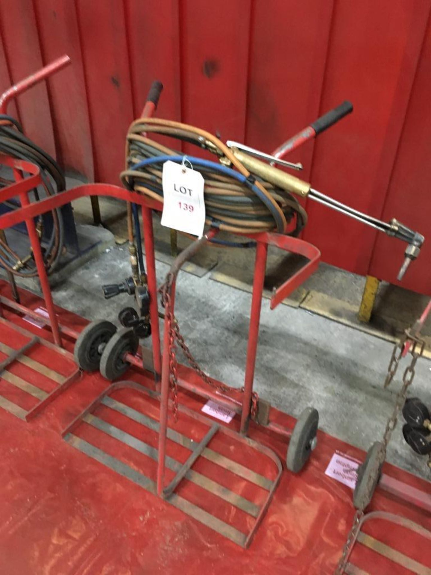 Oxy/ Acetylene bottle trolley with set of hoses, gauges and mixer