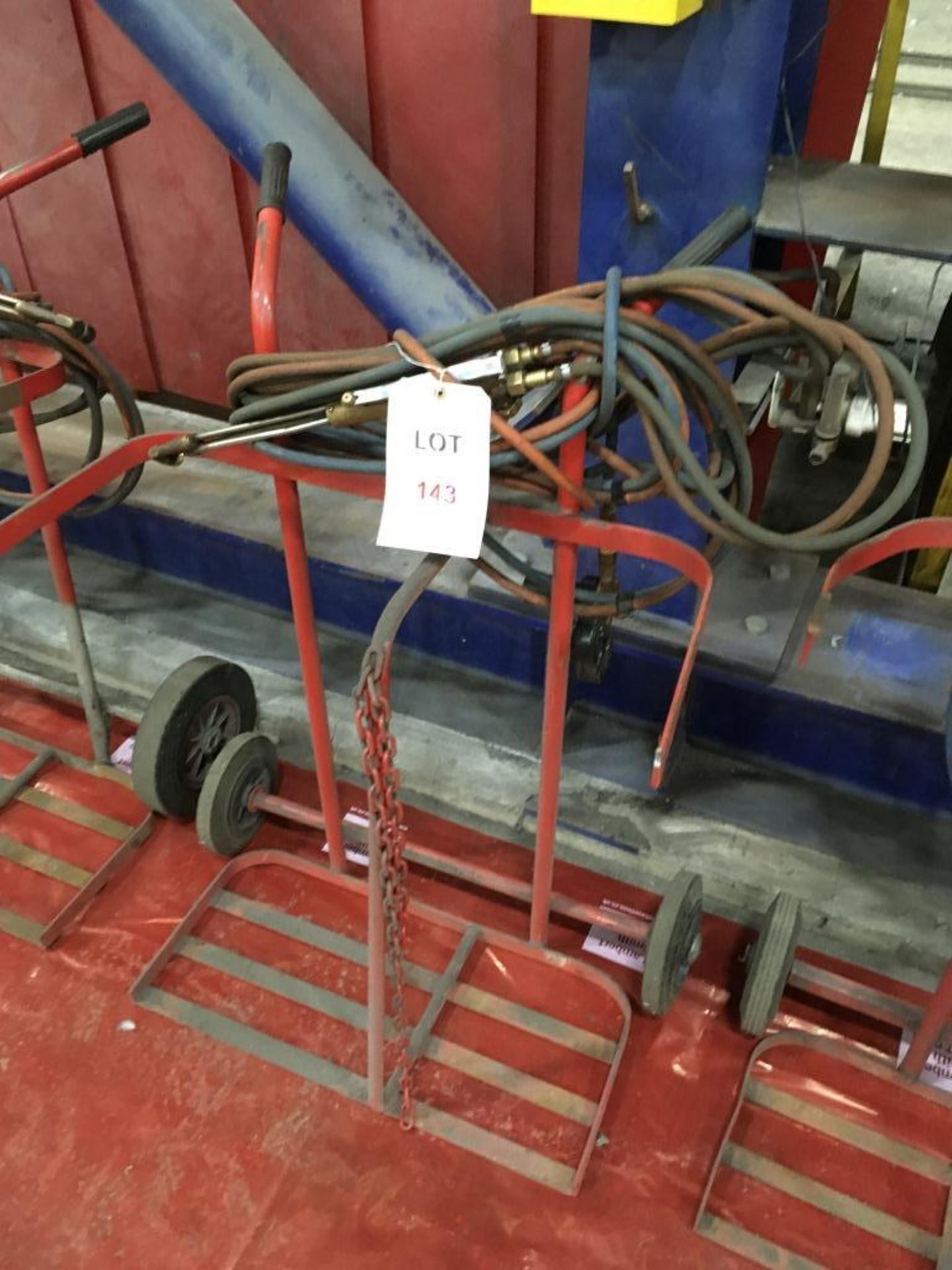 Oxy/ Acetylene bottle trolley with set of hoses, gauges and mixer