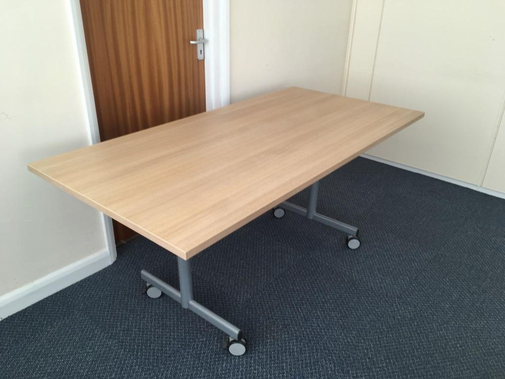 Dark wood veneer conference table (approx. 2.4x1.2m), 6x chairs and a table - Image 3 of 3