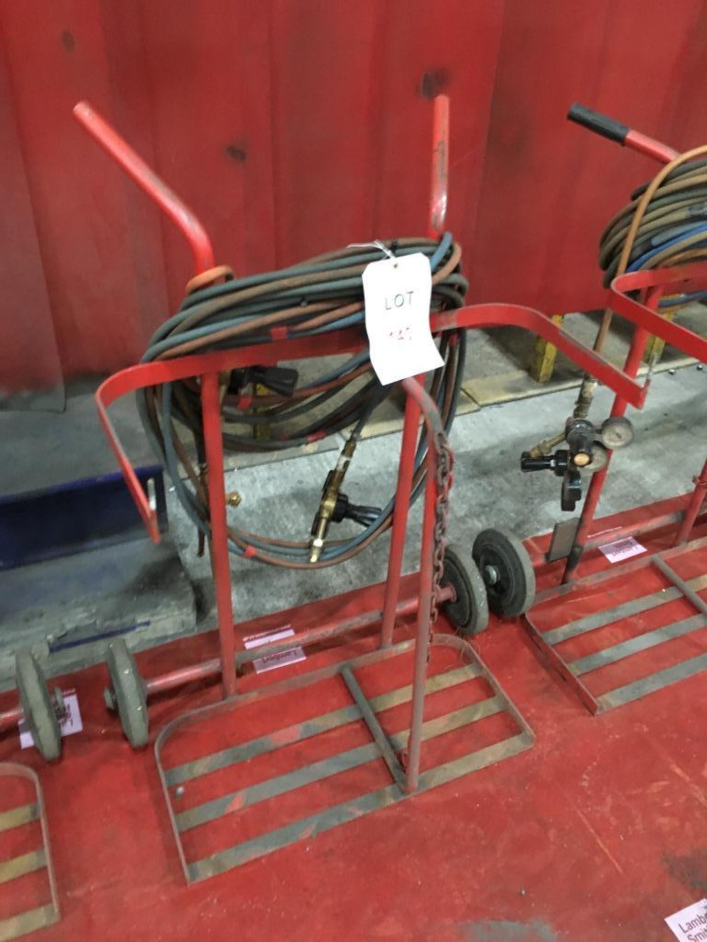 Oxy/ Acetylene bottle trolley with set of hoses, gauges and mixer - Image 2 of 2