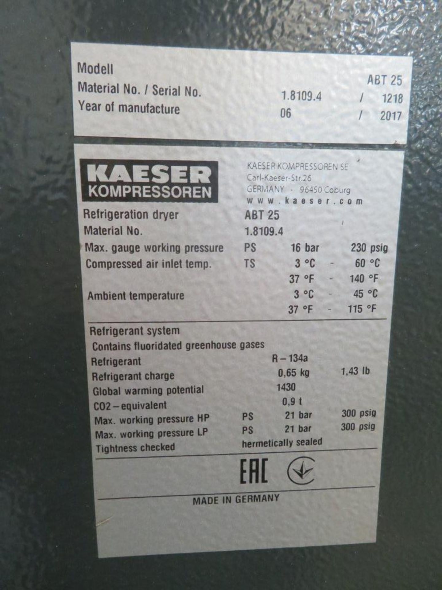 HPC Kaeser SK25 Sigma rotary screw compressor - Image 6 of 8