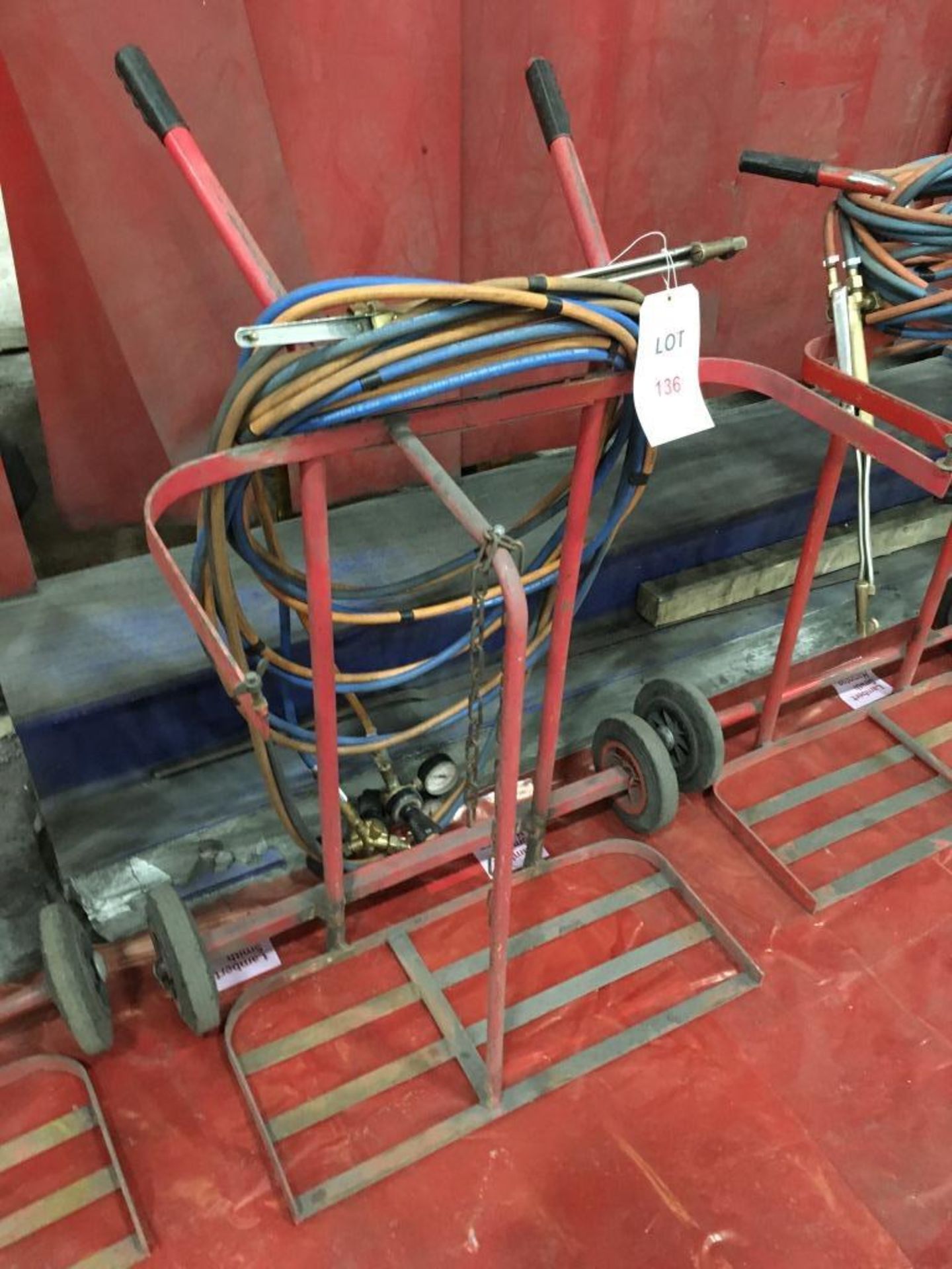 Oxy/ Acetylene bottle trolley with set of hoses, gauges and mixer - Image 2 of 2