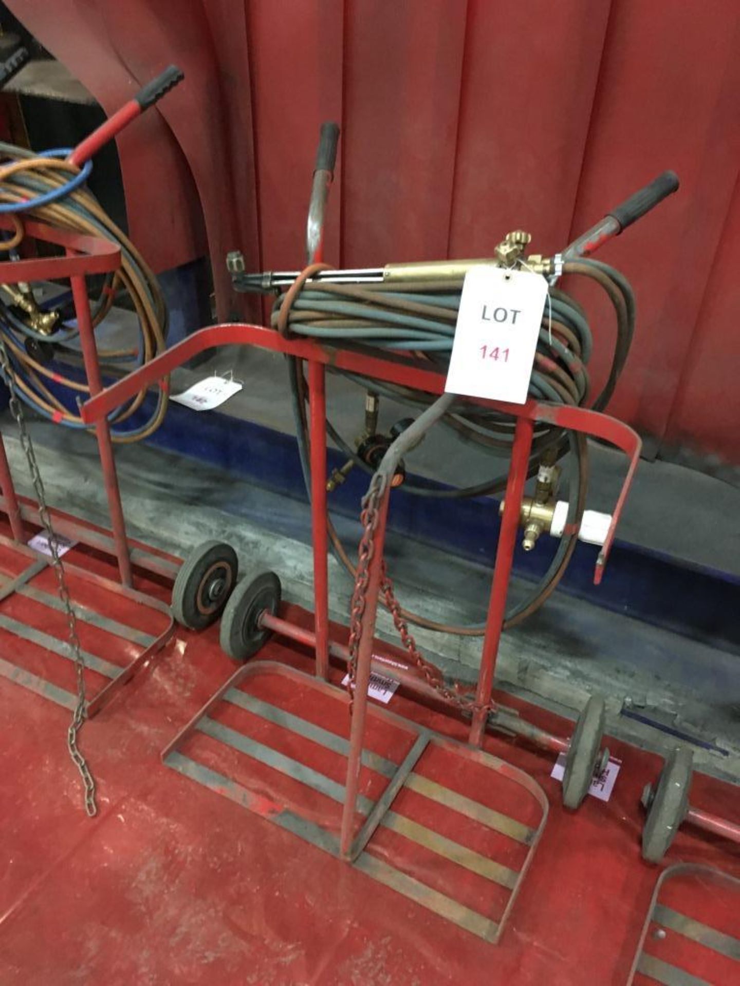 Oxy/ Acetylene bottle trolley with set of hoses, gauges and mixer