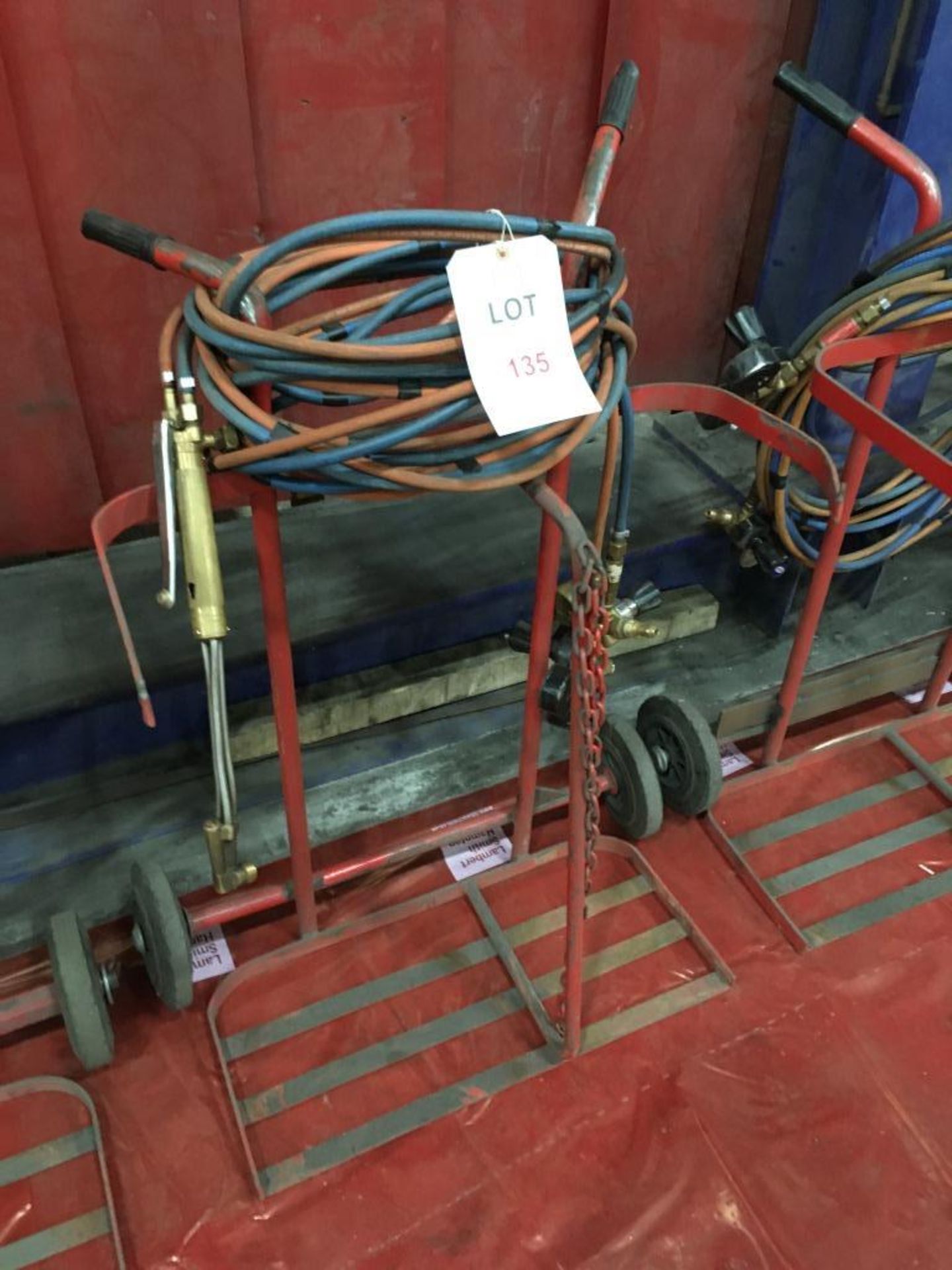 Oxy/ Acetylene bottle trolley with set of hoses, gauges and mixer - Image 2 of 2
