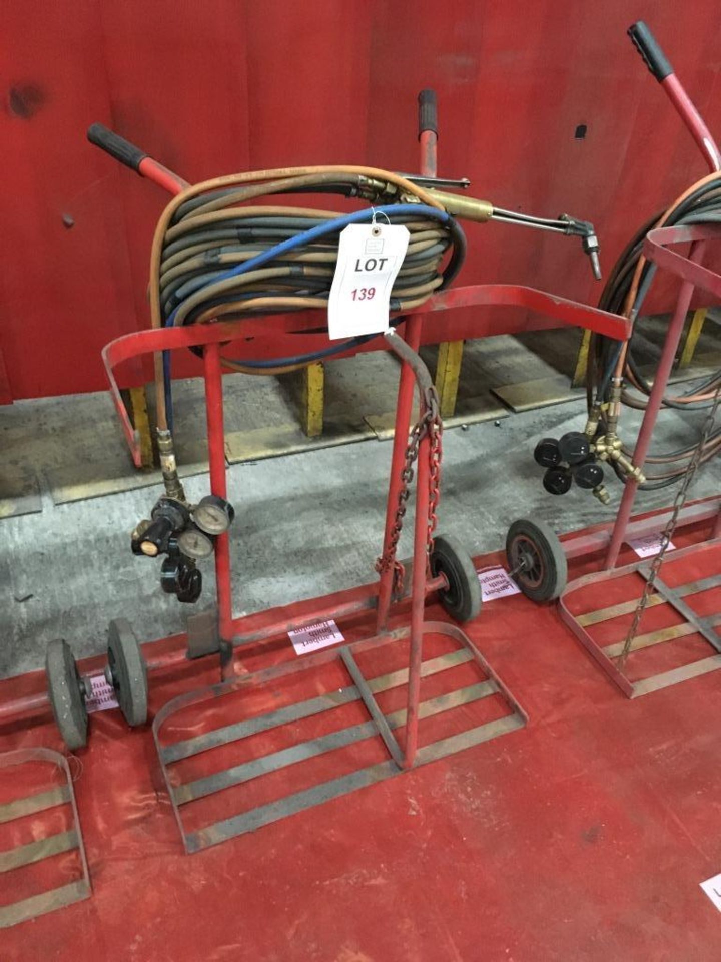 Oxy/ Acetylene bottle trolley with set of hoses, gauges and mixer - Image 2 of 2