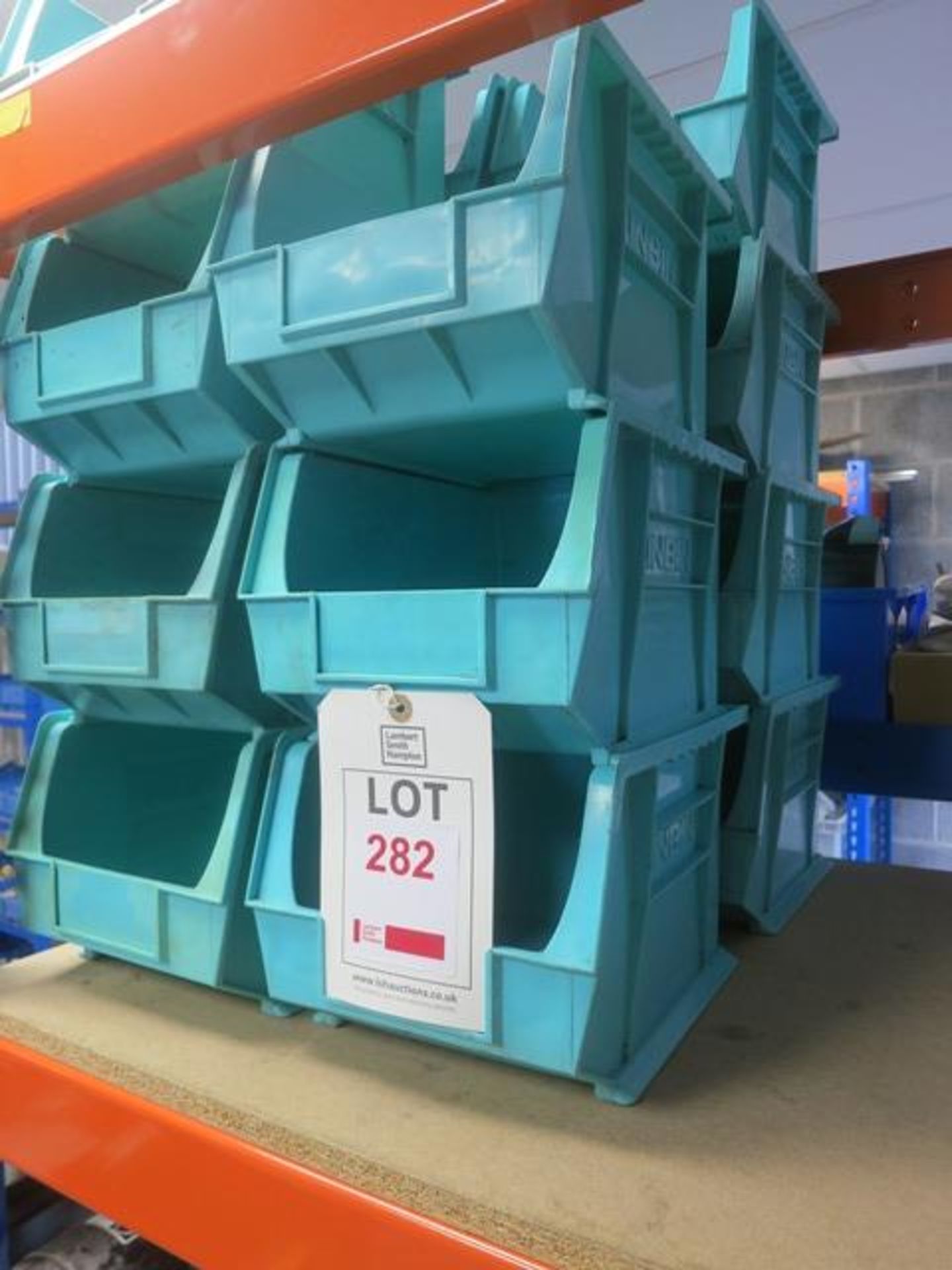 15 x Plastic storage bins, 200mm x 270mm x 180mm high