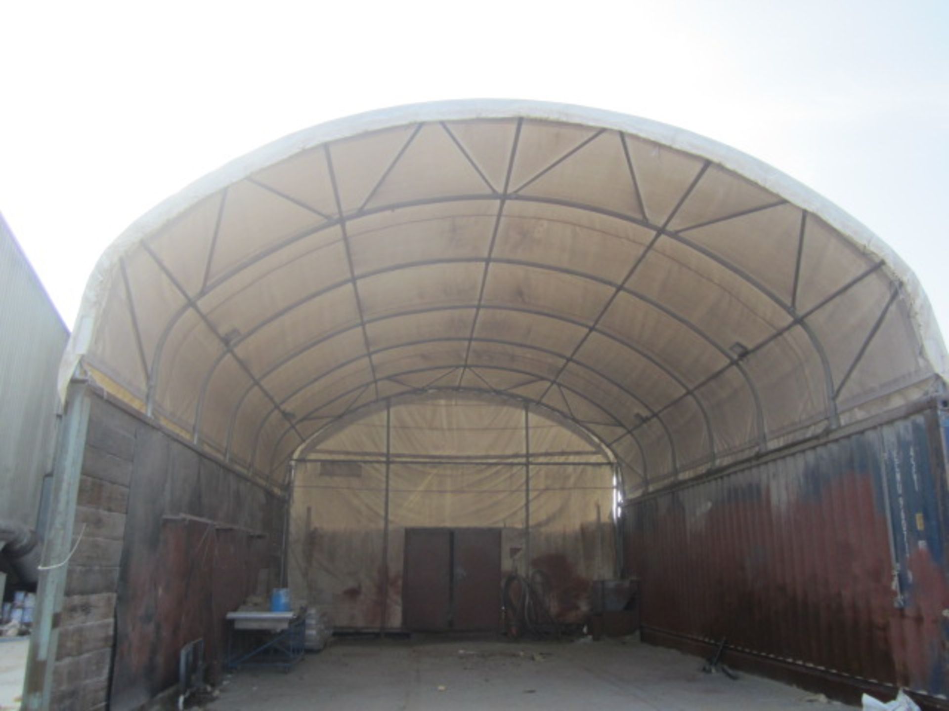Shelter - IT portable industrial canopy, tubular frame, approx. 40ft length x 22ft width x 20ft