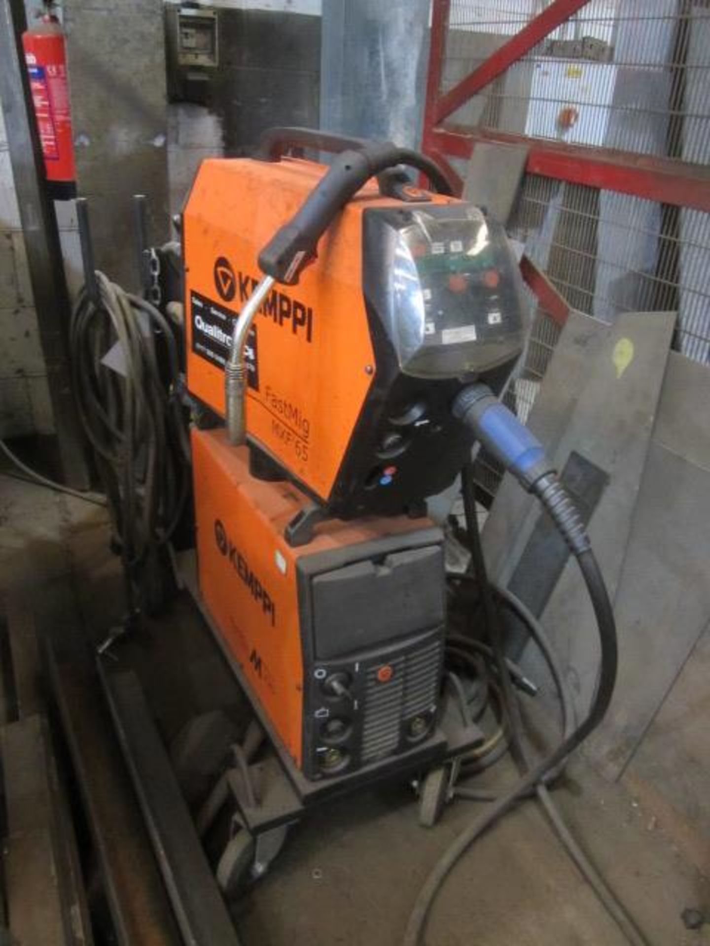 Kemppi Fast Mig M420 mig welder, serial no. 2694681, with Fast Mig MXF65 wire feeder, serial no.