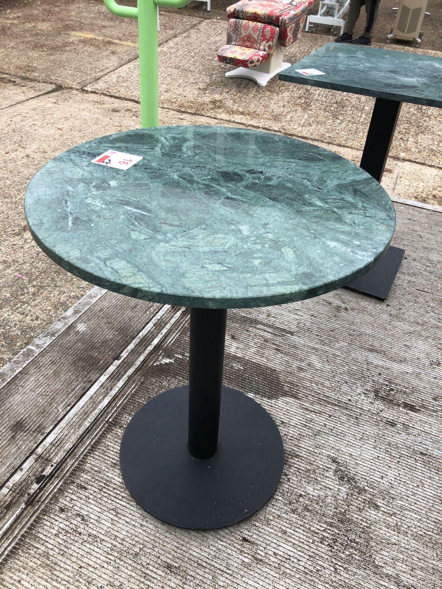 Five 600mm diameter marble top single pedestal tables - Image 3 of 6