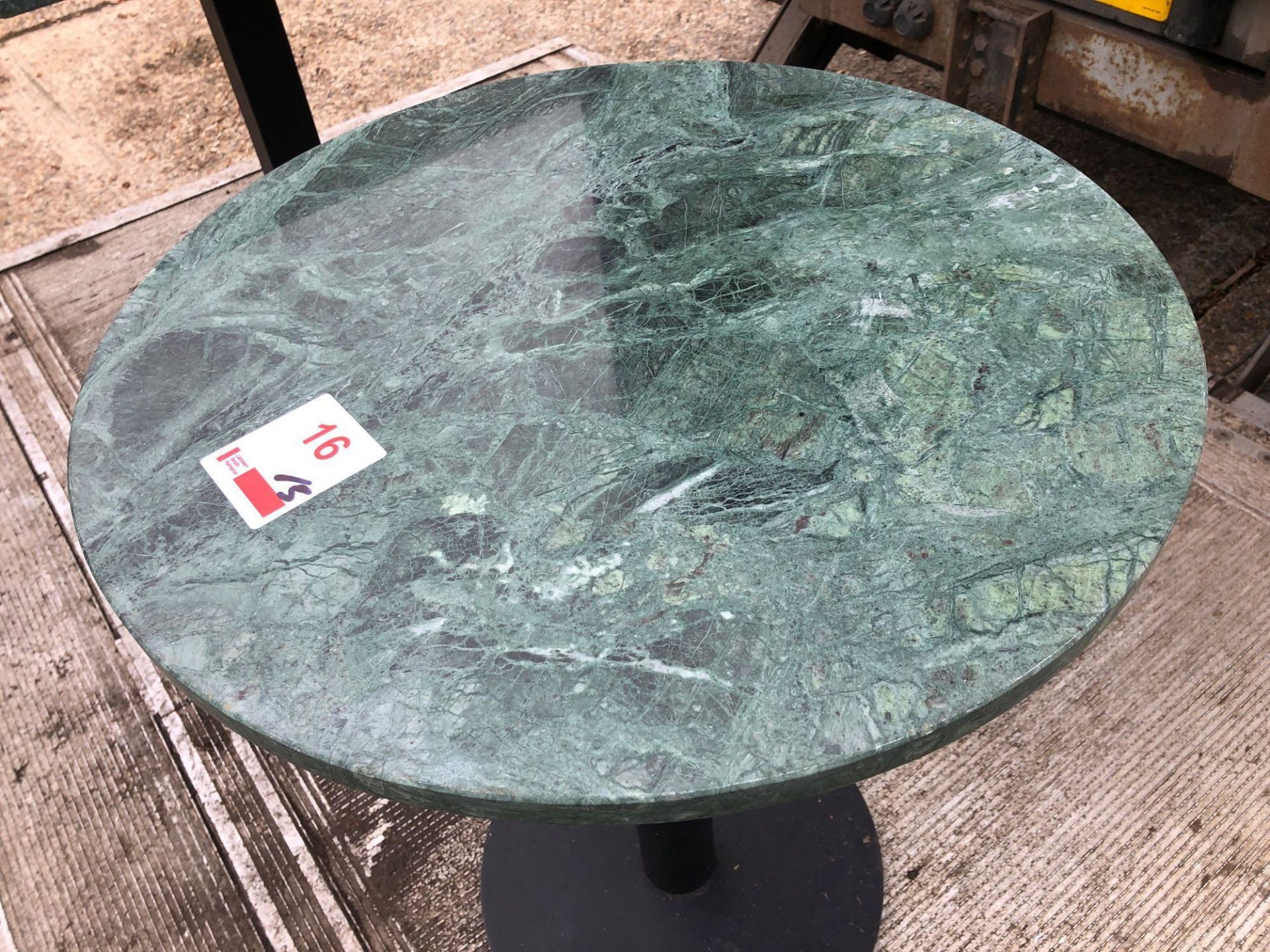 Five 600mm diameter marble top single pedestal tables - Image 2 of 6