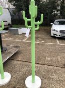 Two Lime Green coat stands with white base
