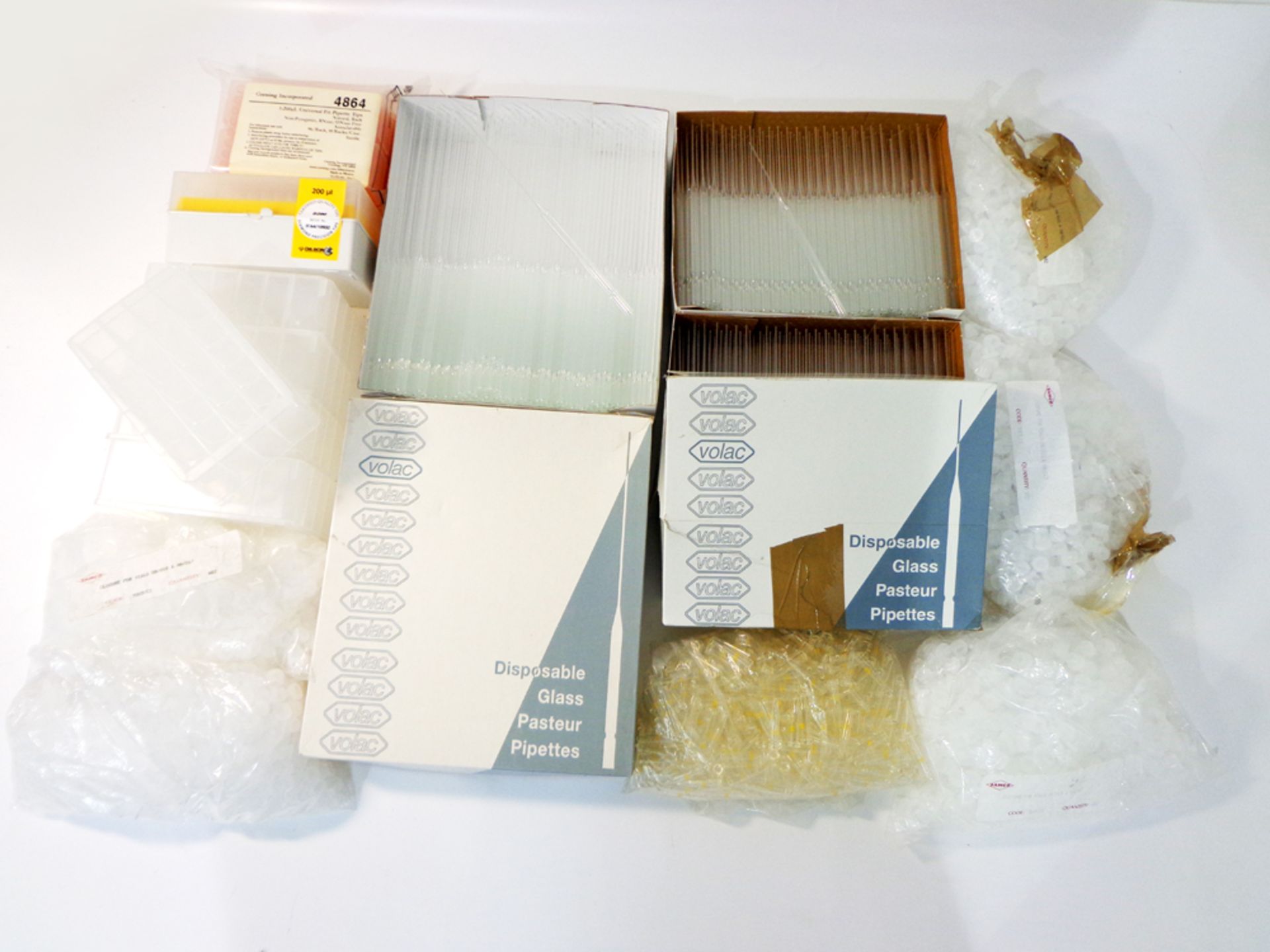 Assorted Disposable Glass Pipettes, Vial Closures and Sundries.