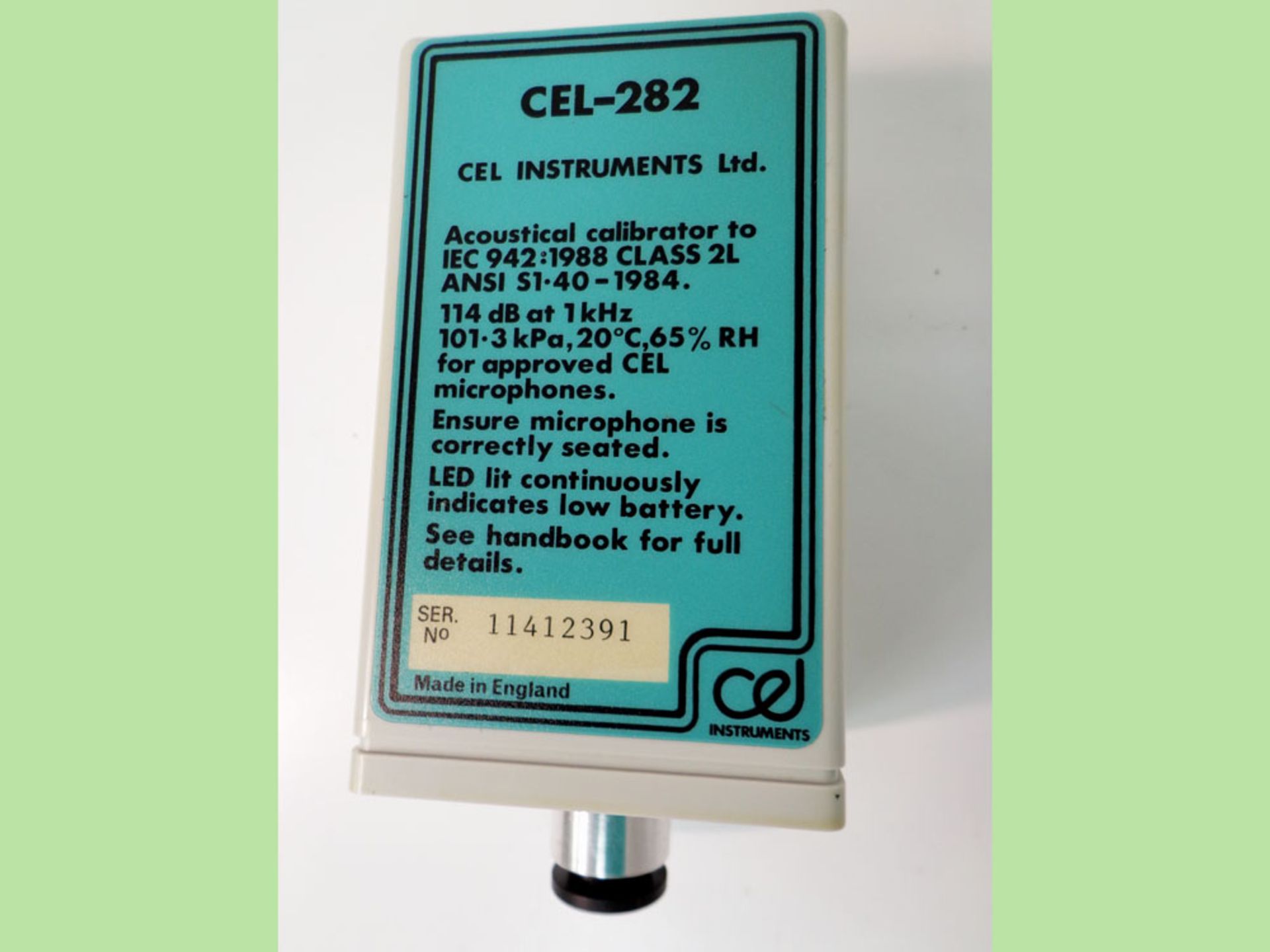 Casella CEL-231 Digital Sound Level Meter & CEL-282 Acoustical calibrator, CEL-231 S/N 11413146, - Image 6 of 6