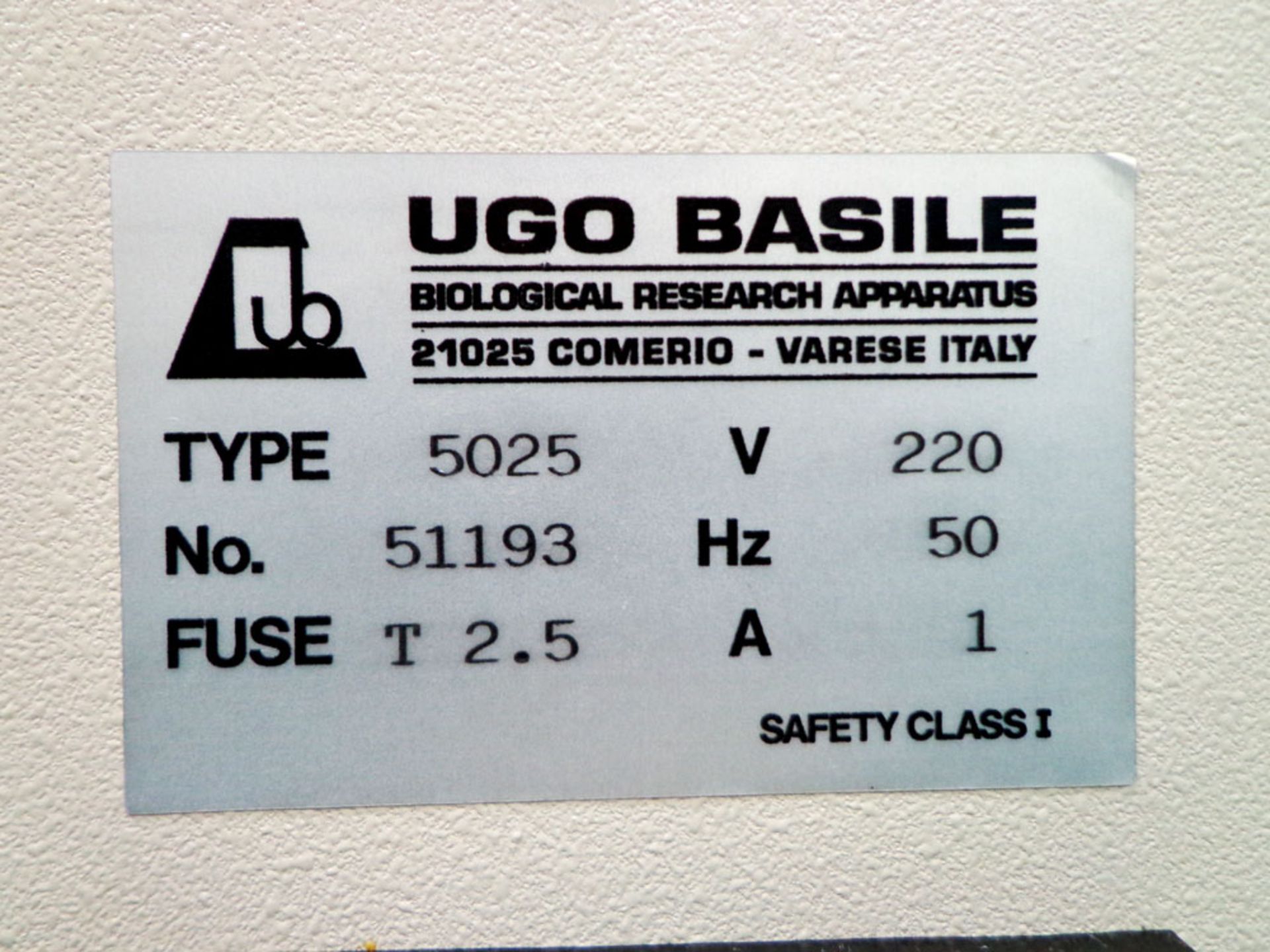 UGO Basile 5025 Dog Ventilator, 700 ml cylinder/ piston, S/N 51193 - Image 5 of 7