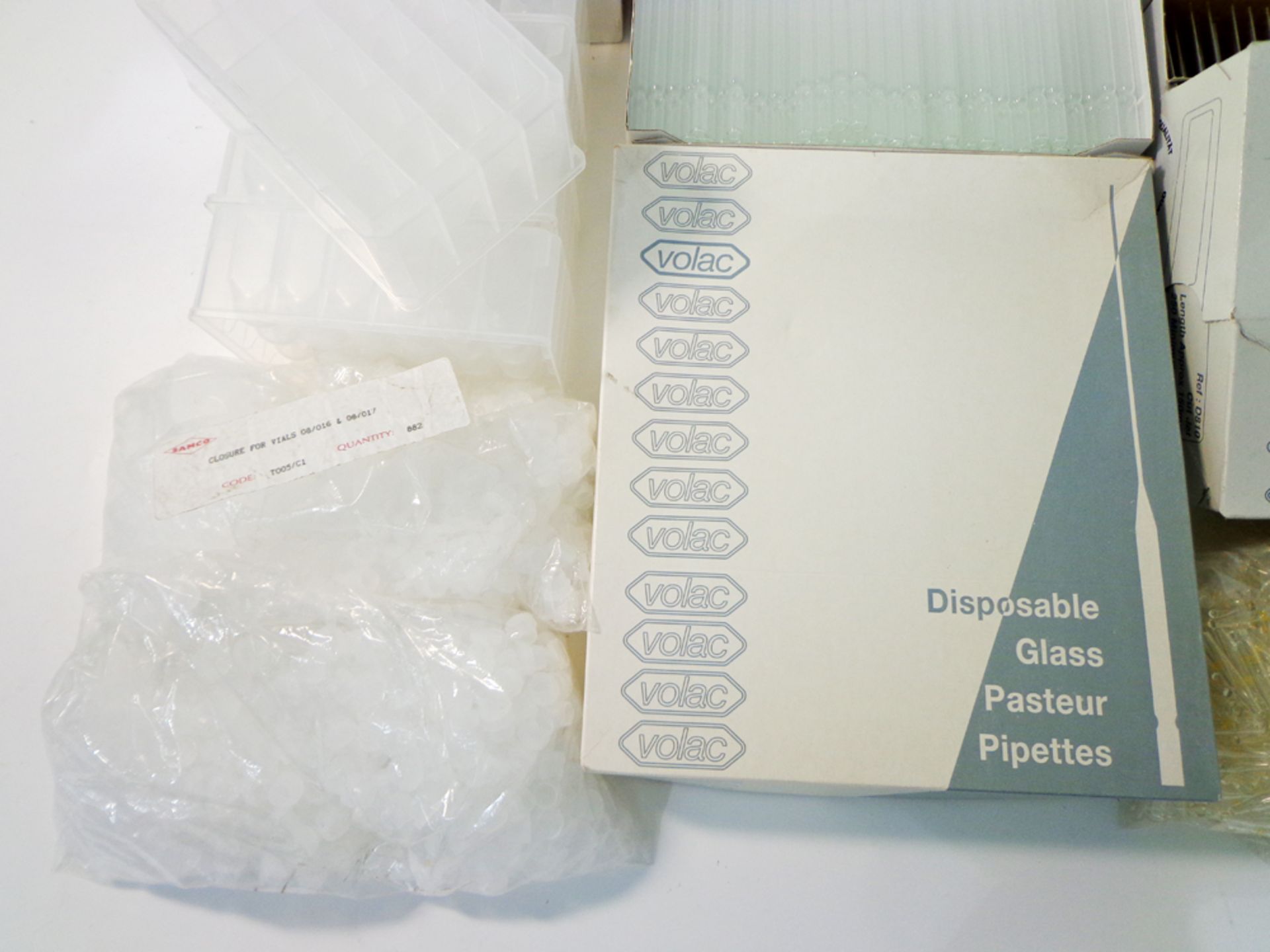 Assorted Disposable Glass Pipettes, Vial Closures and Sundries. - Image 5 of 9