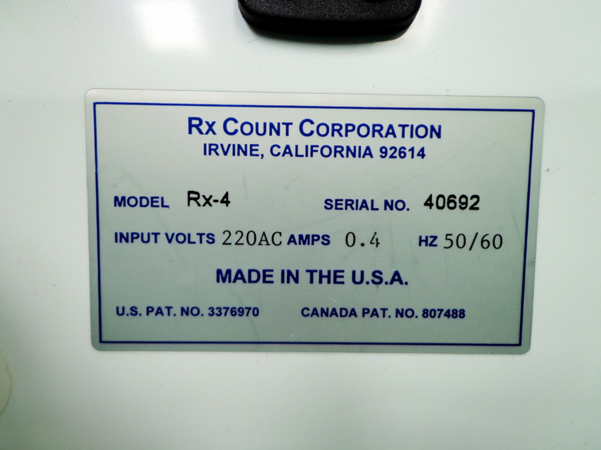 Rx Count Corporation Rx-4 Automatic Tablet and Capsule Counting Equipment, S/N 40692 - Image 7 of 7