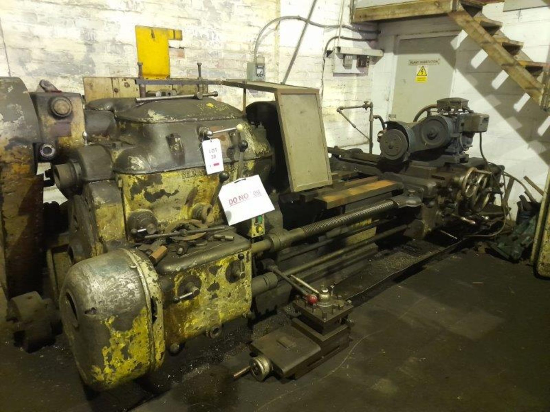 Dean Smith & Grace type D gap bed lathe with 80" between centres and spindle grinding attachment.