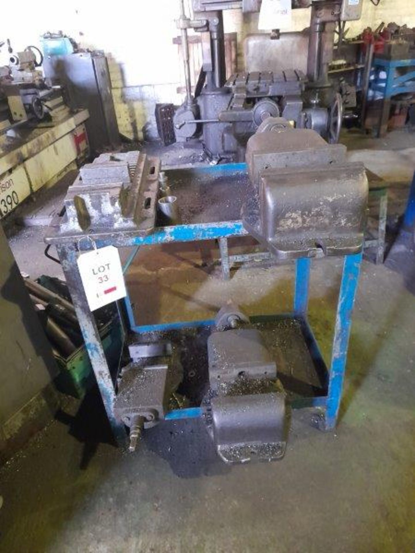 4 Machine vices, max size 8.5" min size 5".(Please note: this lot is to be collected between