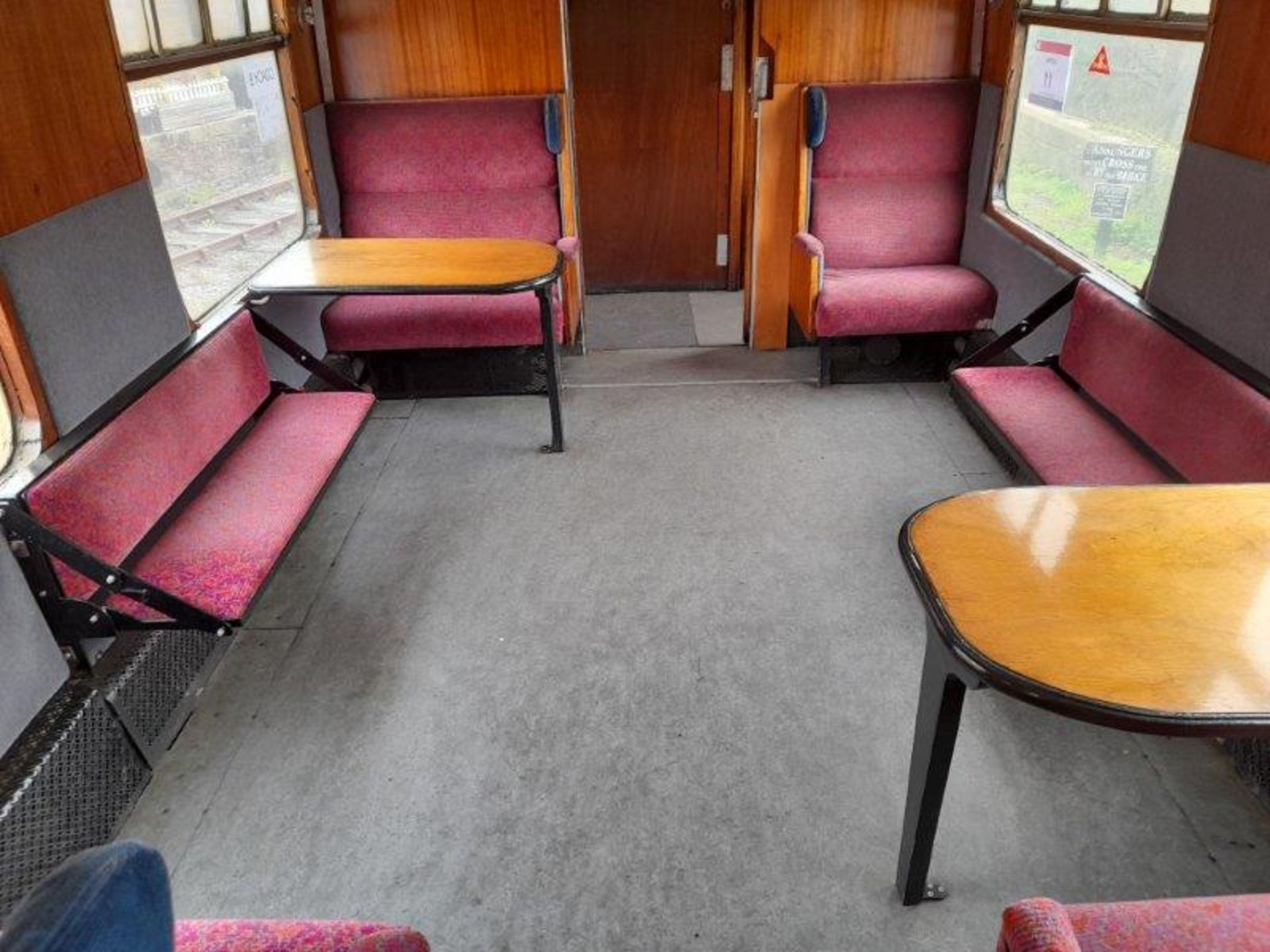 BR Mark 1 type TSO coach, no. M4858, 55-seats and 2 bench seats in red/ purple moquette, carmine and - Image 11 of 14