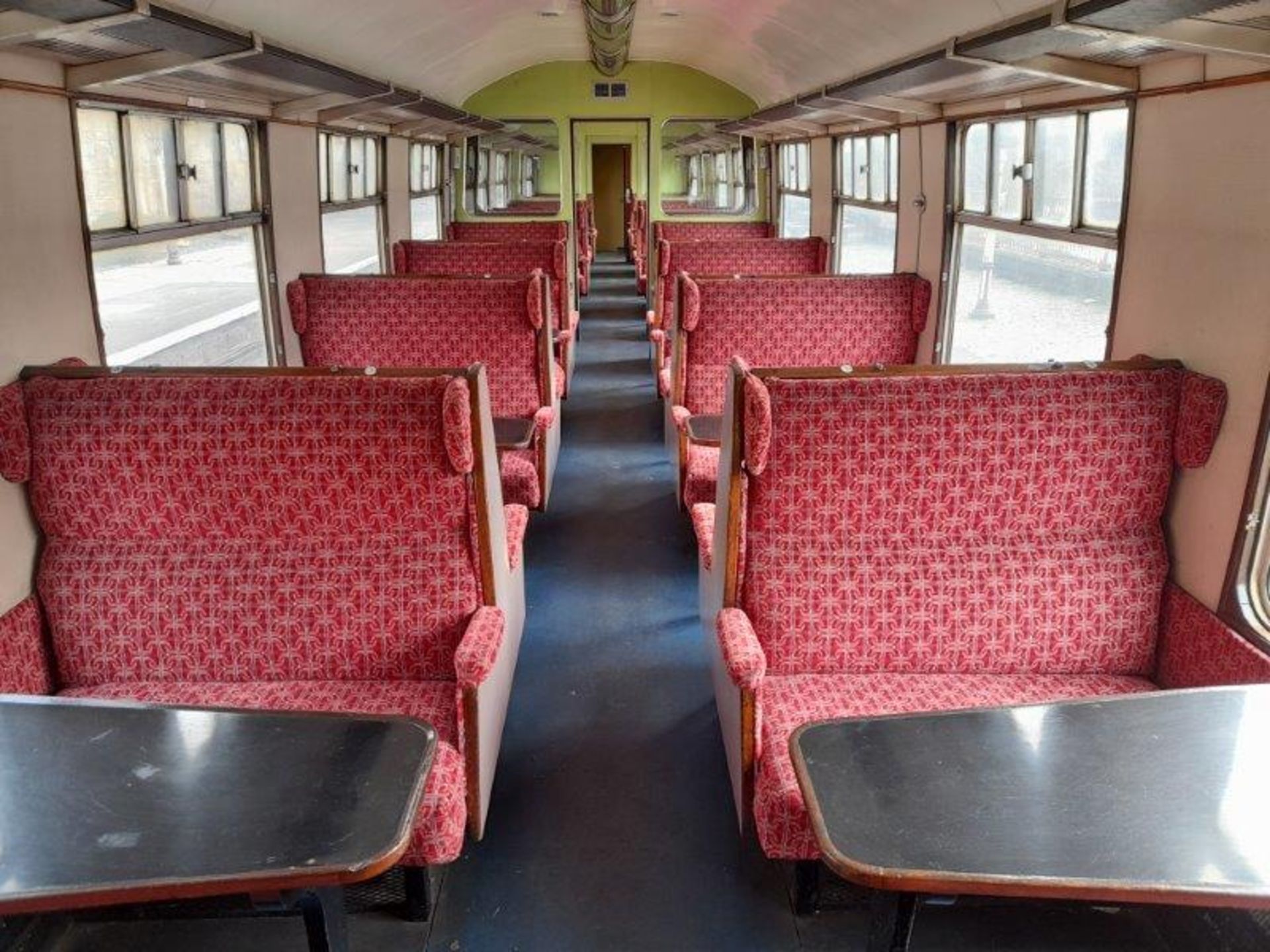 BR Mark 1 type TSO coach, no. M4947, 64-seats in chain link moquette, 2 x WC's, carmine and cream - Image 10 of 15