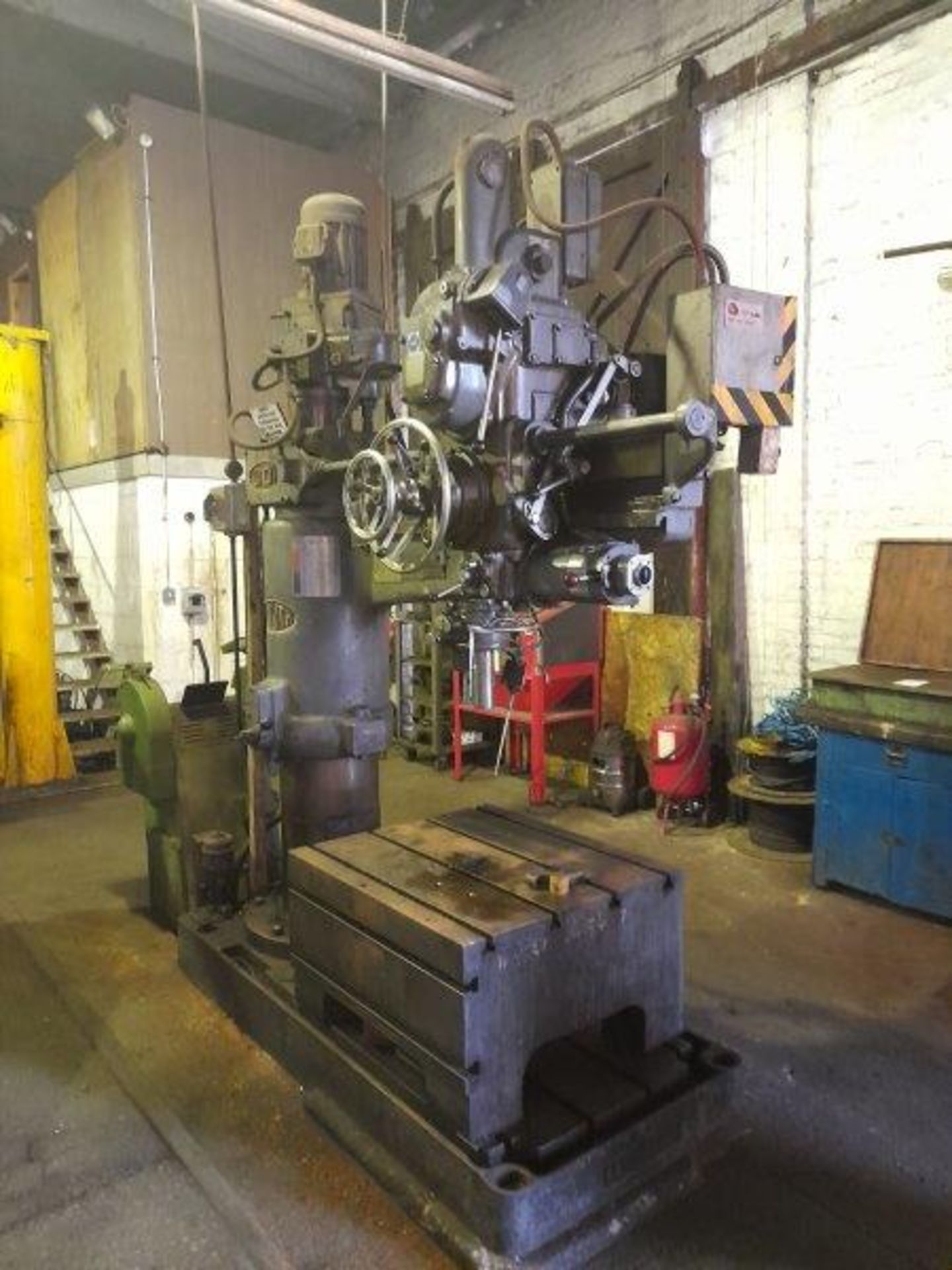 Asquith 4-6 ODI radial arm drill, Serial No: 113018 with 36" x 33" T-slot box. (Please note: this