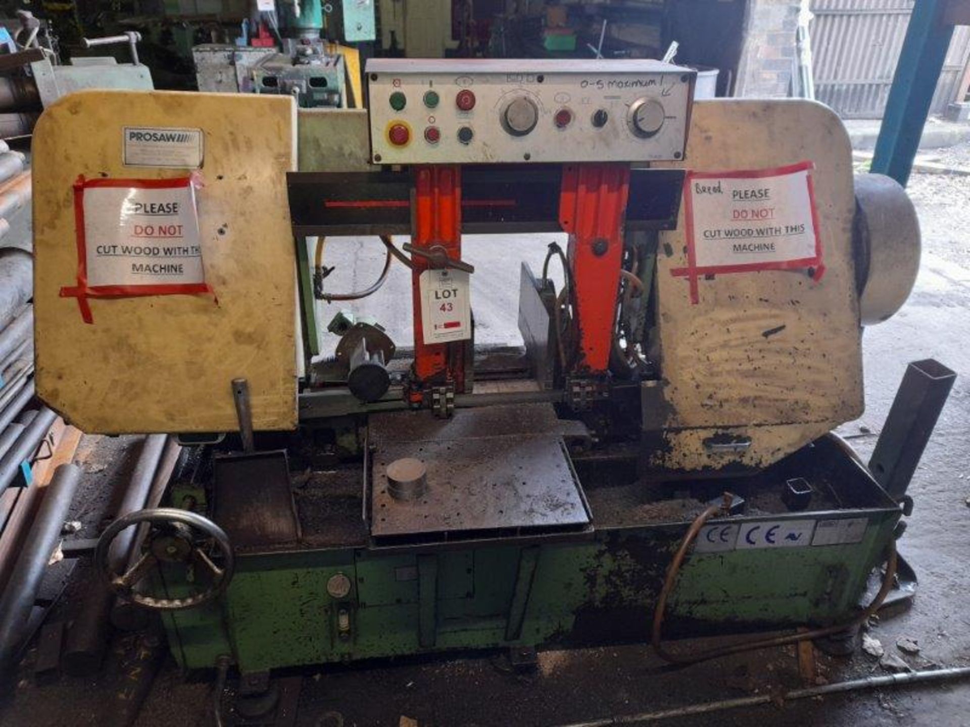 Pro Saw Mega Machine Co. Ltd BS-400SA horizontal metal cutting bandsaw, Serial No: 950542 (1996).(