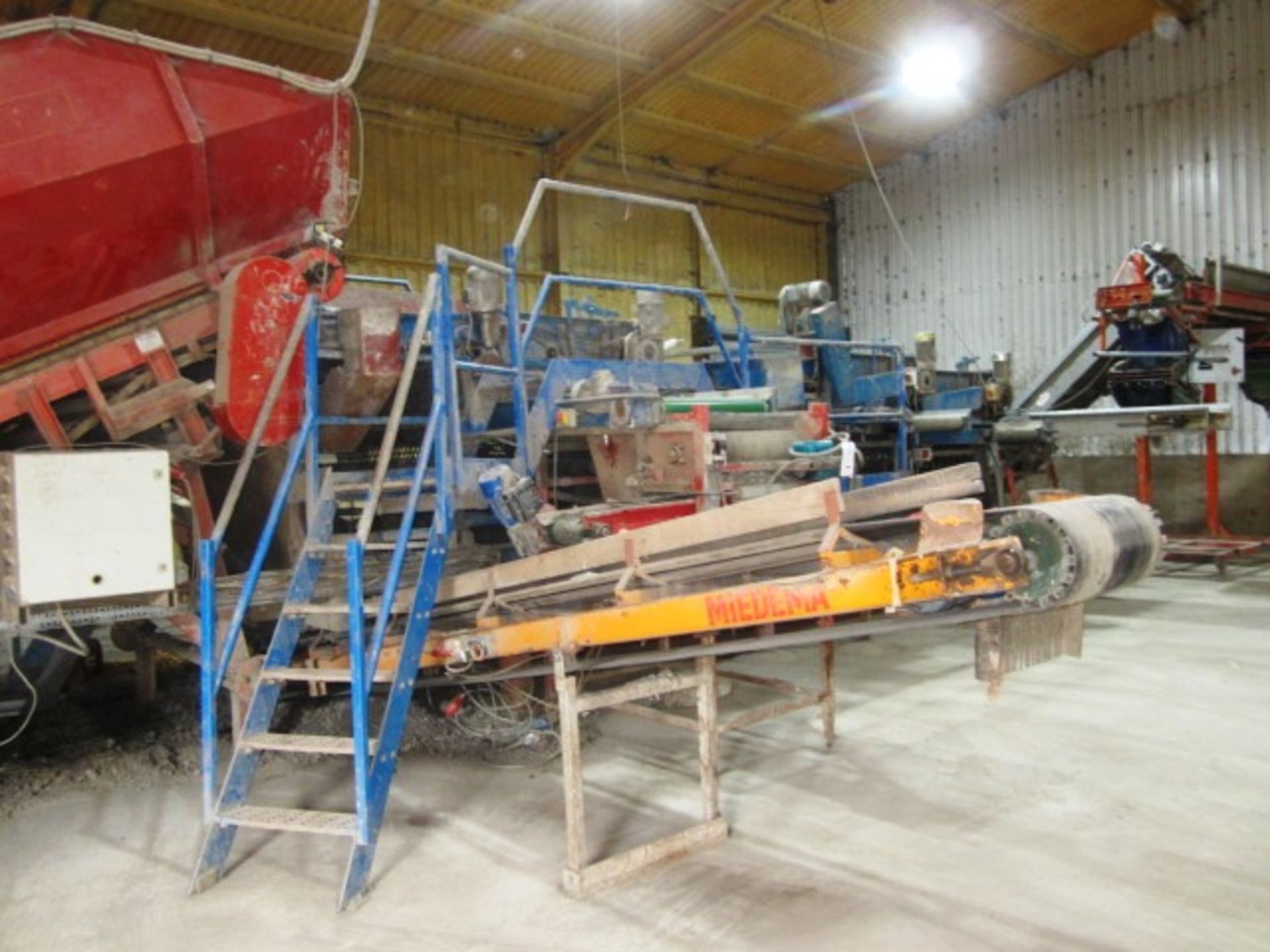 Seed potato sizing, grading and cleaning line including - Miedema type SB55 mobile receiving hopper, - Image 2 of 19