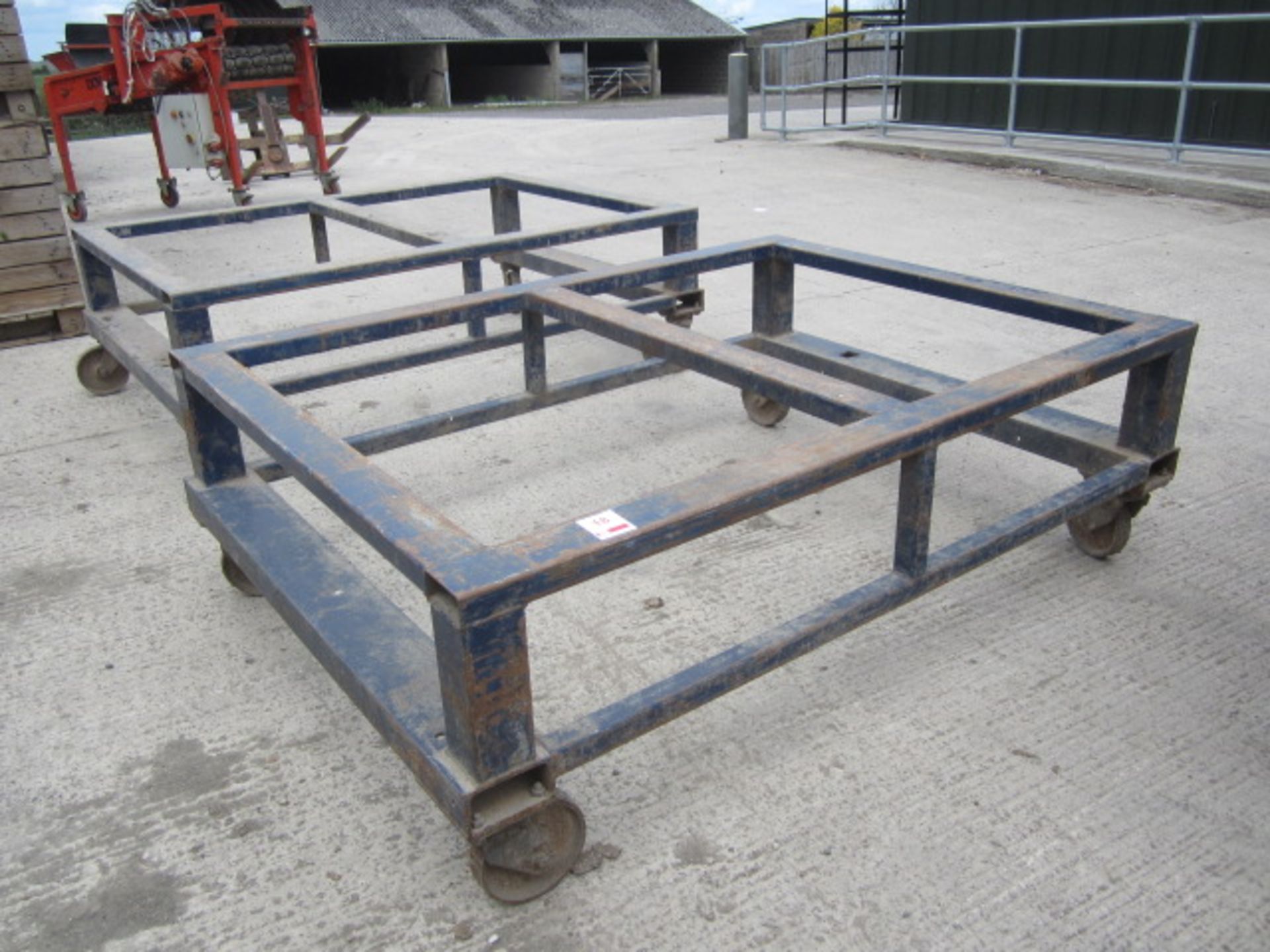 Two potato box trolleys, approx. size: 56" x 76"