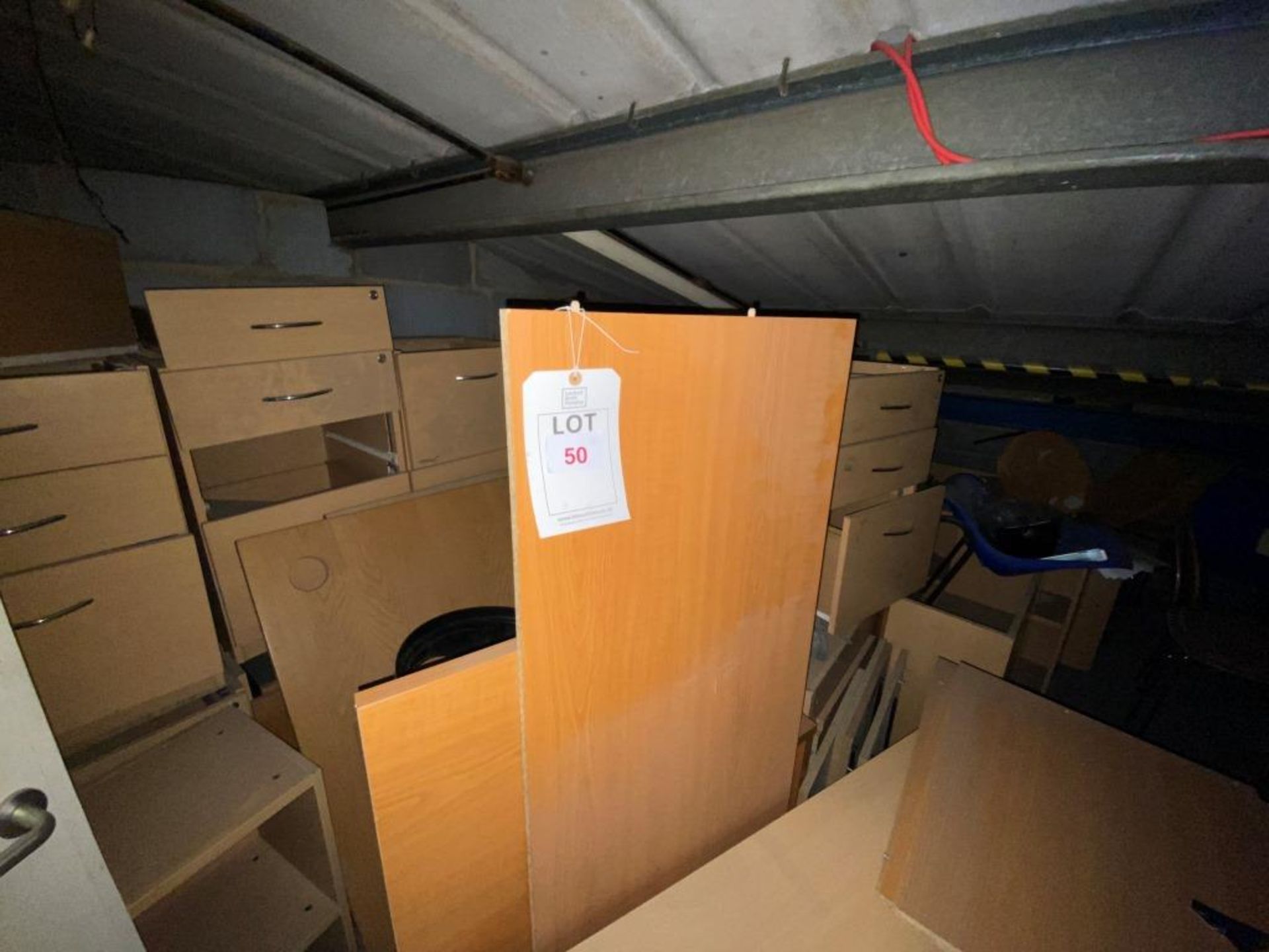 Contents of the room - a quantity of light wood veneer office furniture, desks and pedestals - Image 2 of 4