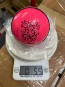 Two pink Ganador cricket balls 5.5oz